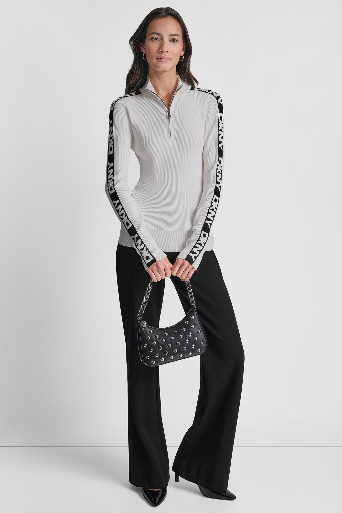 LONG SLEEVE 1/4 ZIP LOGO TAPE SWEATER VIEW 6 | WOMEN'S SWEATERS & TOPS LONG SLEEVE 1/4 ZIP LOGO TAPE SWEATER VIEW 6 | WOMEN'S SWEATERS & TOPS