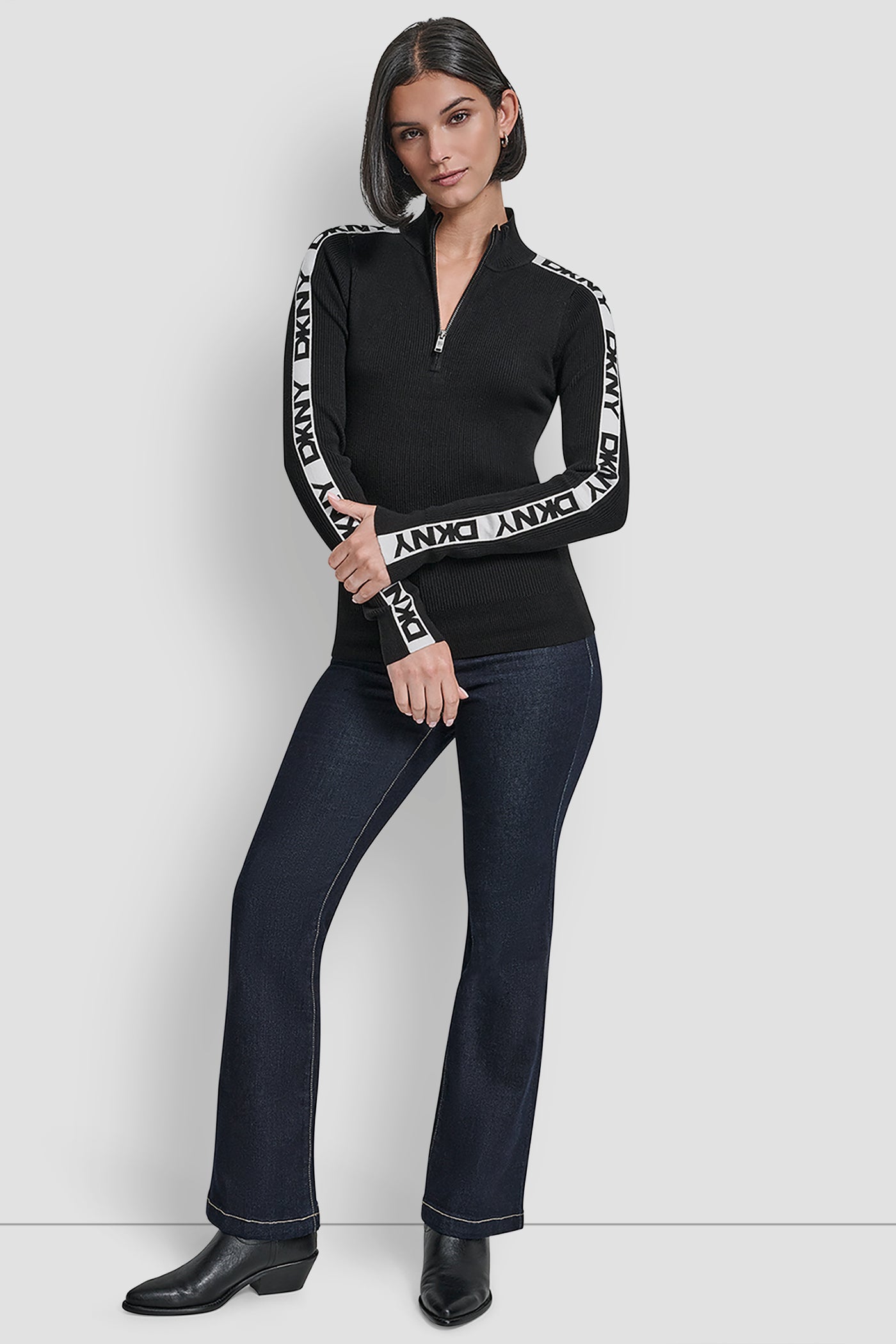 LONG SLEEVE 1/4 ZIP LOGO TAPE SWEATER VIEW 5 | WOMEN'S SWEATERS & TOPS LONG SLEEVE 1/4 ZIP LOGO TAPE SWEATER VIEW 5 | WOMEN'S SWEATERS & TOPS