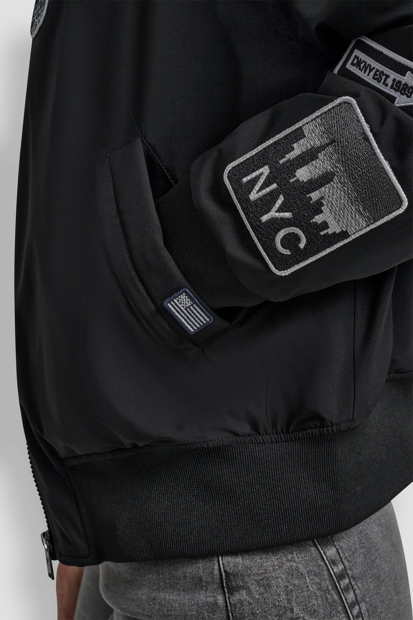 LONG SLEEVE NYLON PINS AND PATCHES BOMBER JACKET VIEW 5 | WOMENS COATS & JACKETS LONG SLEEVE NYLON PINS AND PATCHES BOMBER JACKET VIEW 5 | WOMENS COATS & JACKETS