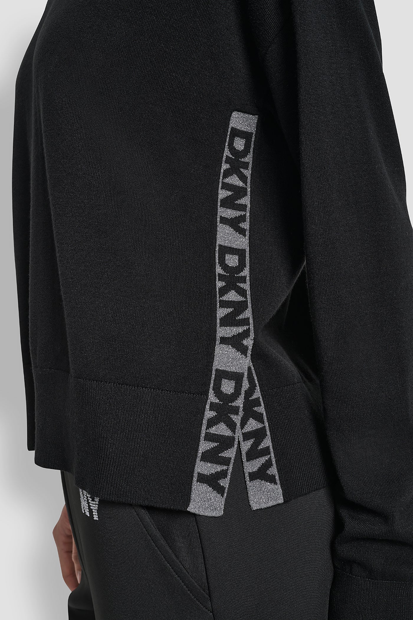LONG SLEEVE LOGO TAPE LUREX SWEATER VIEW 5 | DKNY Promo LONG SLEEVE LOGO TAPE LUREX SWEATER VIEW 5 | DKNY Promo