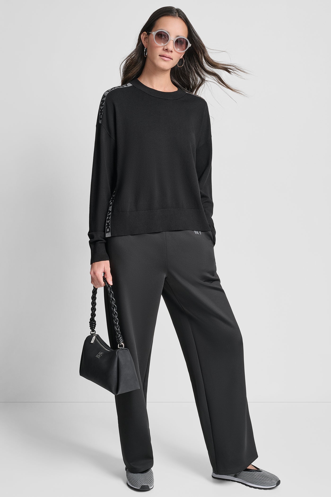 LONG SLEEVE LOGO TAPE LUREX SWEATER VIEW 7 | DKNY Promo LONG SLEEVE LOGO TAPE LUREX SWEATER VIEW 7 | DKNY Promo