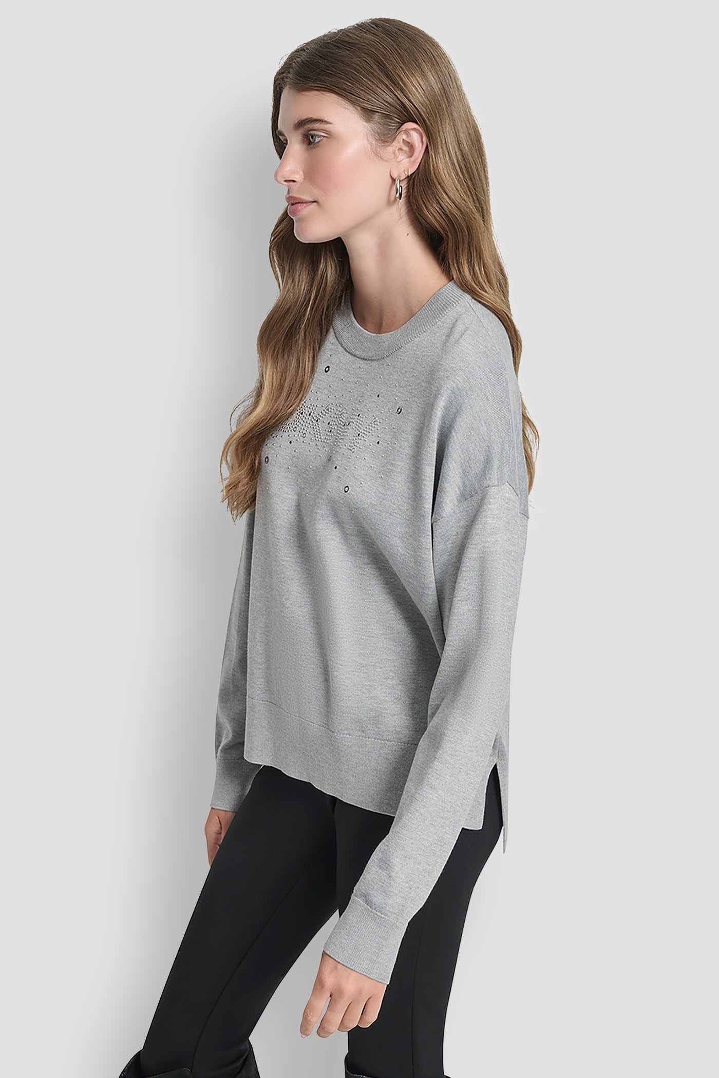 LONG SLEEVE GLITTER LOGO PULLOVER SWEATER VIEW 3 | WOMEN'S SWEATERS & TOPS LONG SLEEVE GLITTER LOGO PULLOVER SWEATER VIEW 3 | WOMEN'S SWEATERS & TOPS