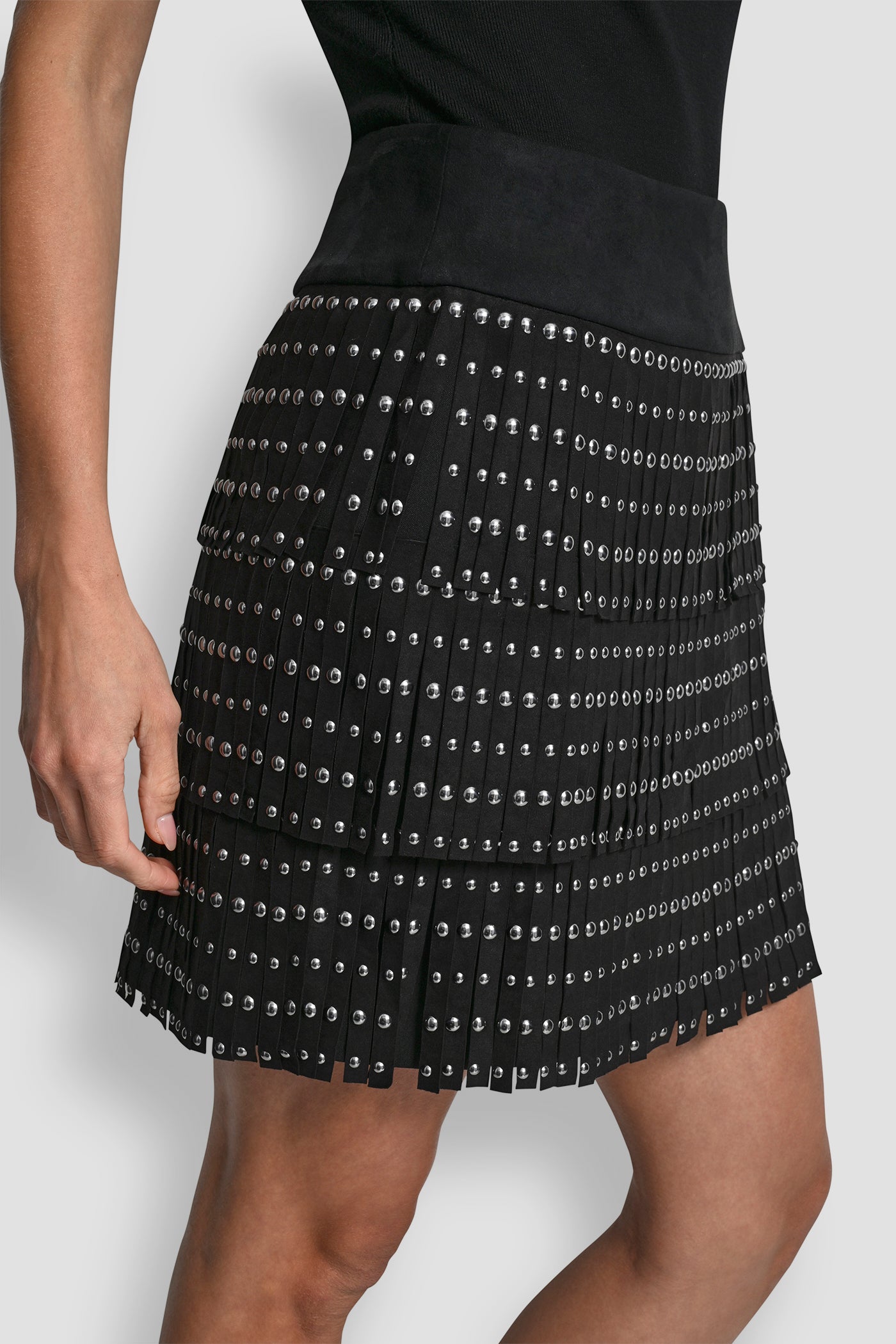 FAUX SUEDE STUDDED FRINGE MINI SKIRT VIEW 3 | Skirts FAUX SUEDE STUDDED FRINGE MINI SKIRT VIEW 3 | Skirts