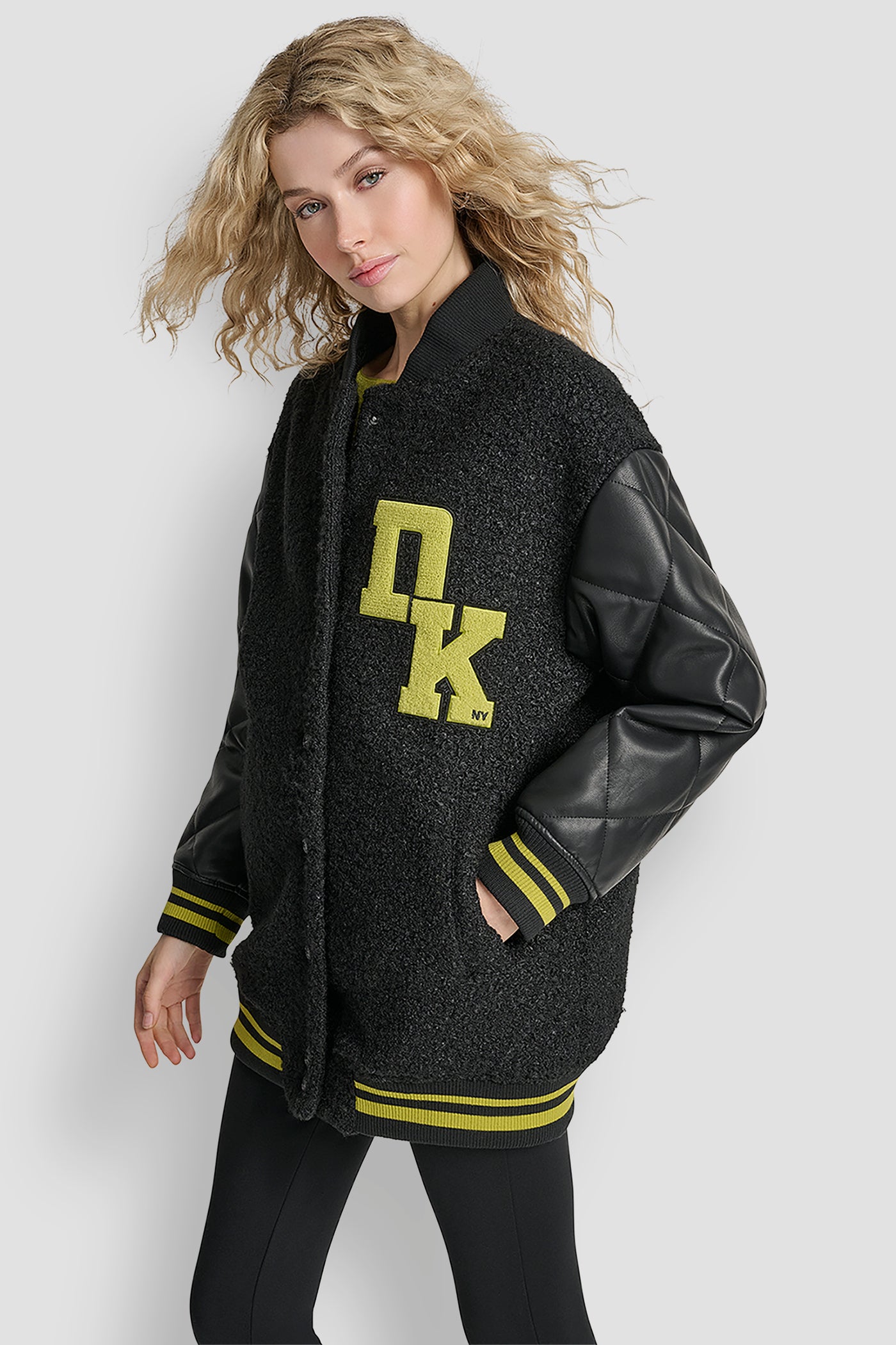 LONG SLEEVE TIGHT BOUCLE LOGO BUTTON FRONT JACKET VIEW 3 | Jackets & Trench Coats LONG SLEEVE TIGHT BOUCLE LOGO BUTTON FRONT JACKET VIEW 3 | Jackets & Trench Coats