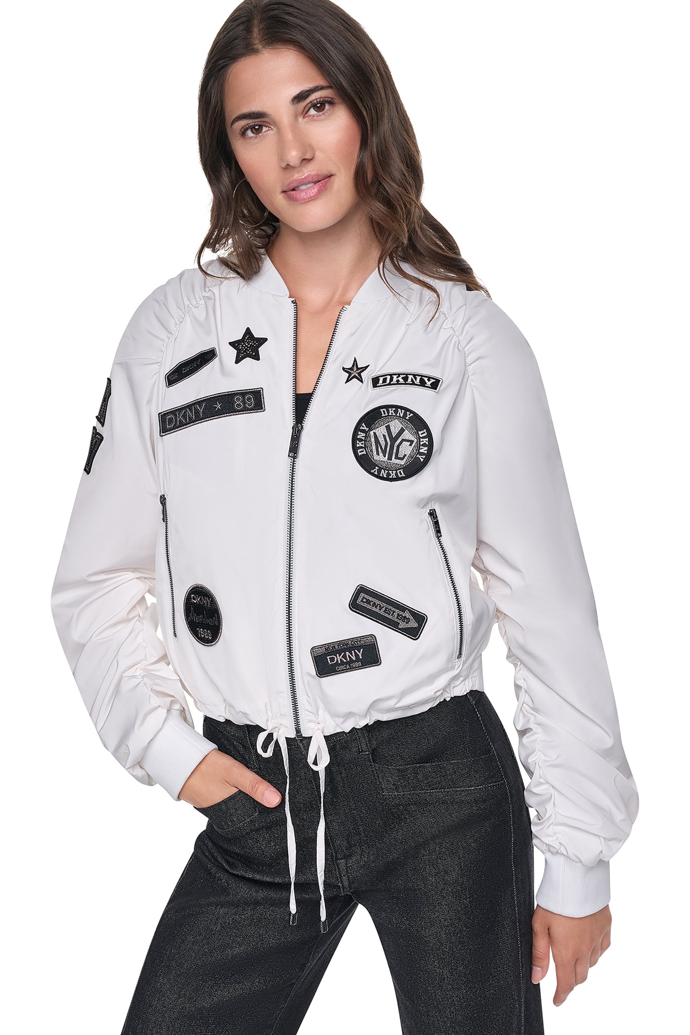 PINS & PATCHES RUCHED JACKET View 1 | WOMENS COATS & JACKETS PINS & PATCHES RUCHED JACKET View 1 | WOMENS COATS & JACKETS