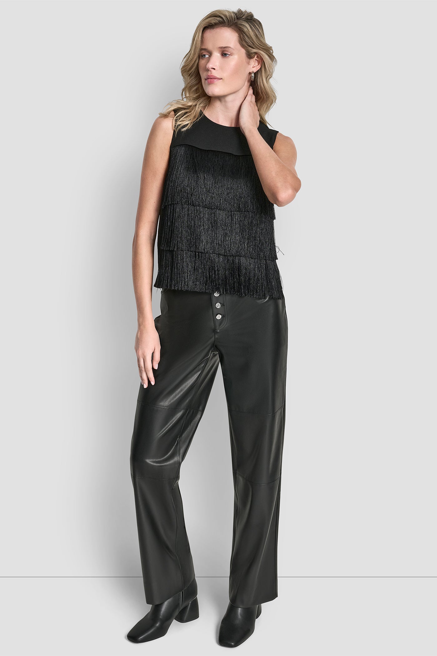SLEEVELESS FRINGE BLOUSE VIEW 4 | DKNY Promo SLEEVELESS FRINGE BLOUSE VIEW 4 | DKNY Promo