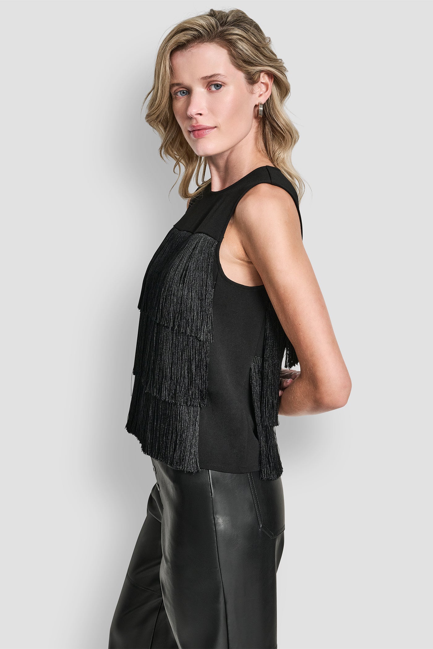 SLEEVELESS FRINGE BLOUSE VIEW 3 | DKNY Promo SLEEVELESS FRINGE BLOUSE VIEW 3 | DKNY Promo