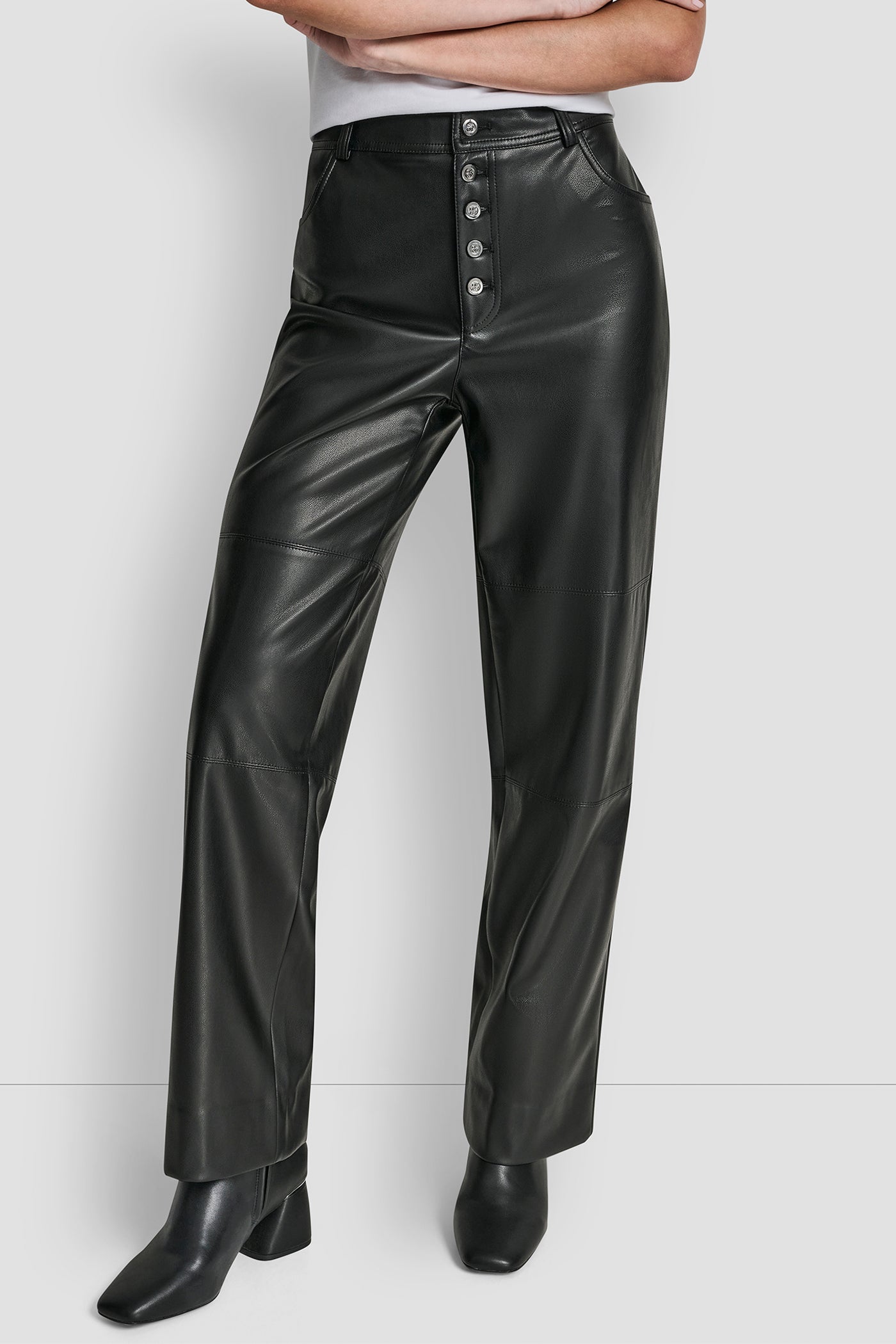 HIGH-RISE FAUX LEATHER PANT VIEW 1 | DKNY Promo HIGH-RISE FAUX LEATHER PANT VIEW 1 | DKNY Promo