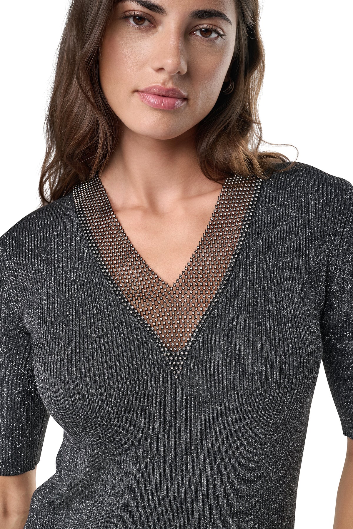 EMBELLISHED METALLIC SWEATER View 2 | Weekend Event 40% off Select Styles EMBELLISHED METALLIC SWEATER View 2 | Weekend Event 40% off Select Styles