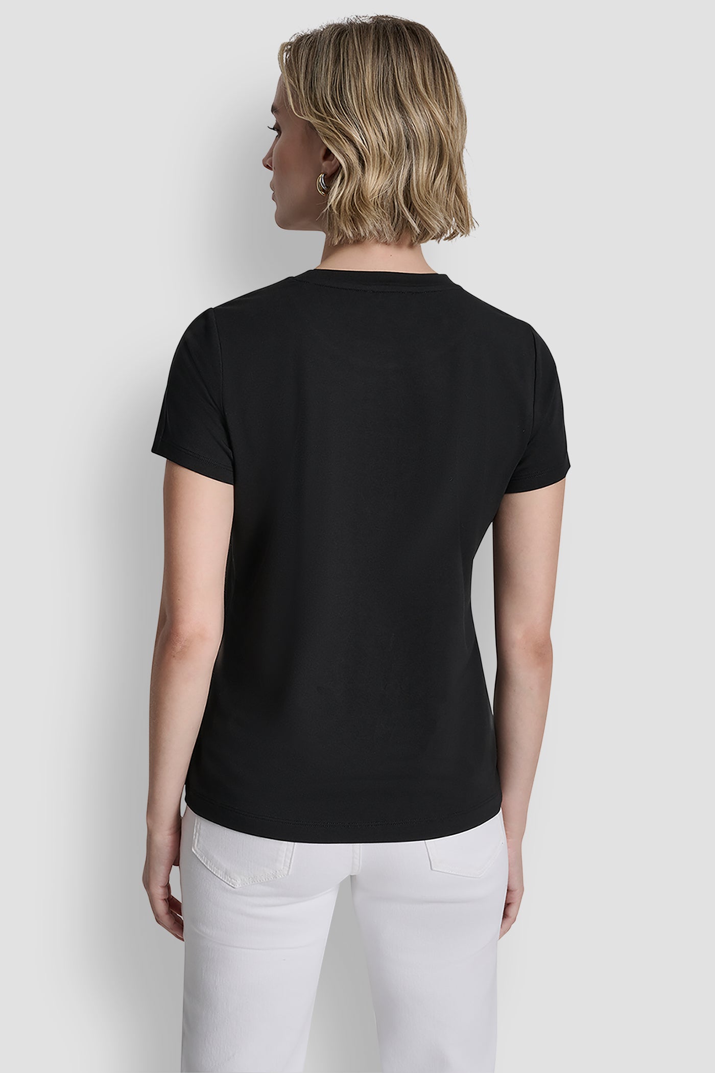 Metallic Logo Embroidered Tee | Tee | DKNY