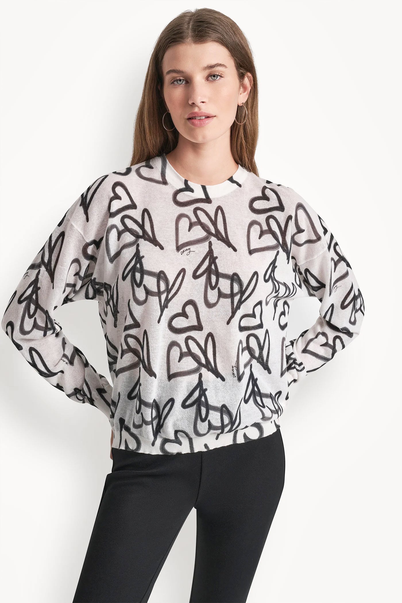 COTTON-BLEND GRAFFITI HEART SWEATER View 2 | Women's Clearance COTTON-BLEND GRAFFITI HEART SWEATER View 2 | Women's Clearance