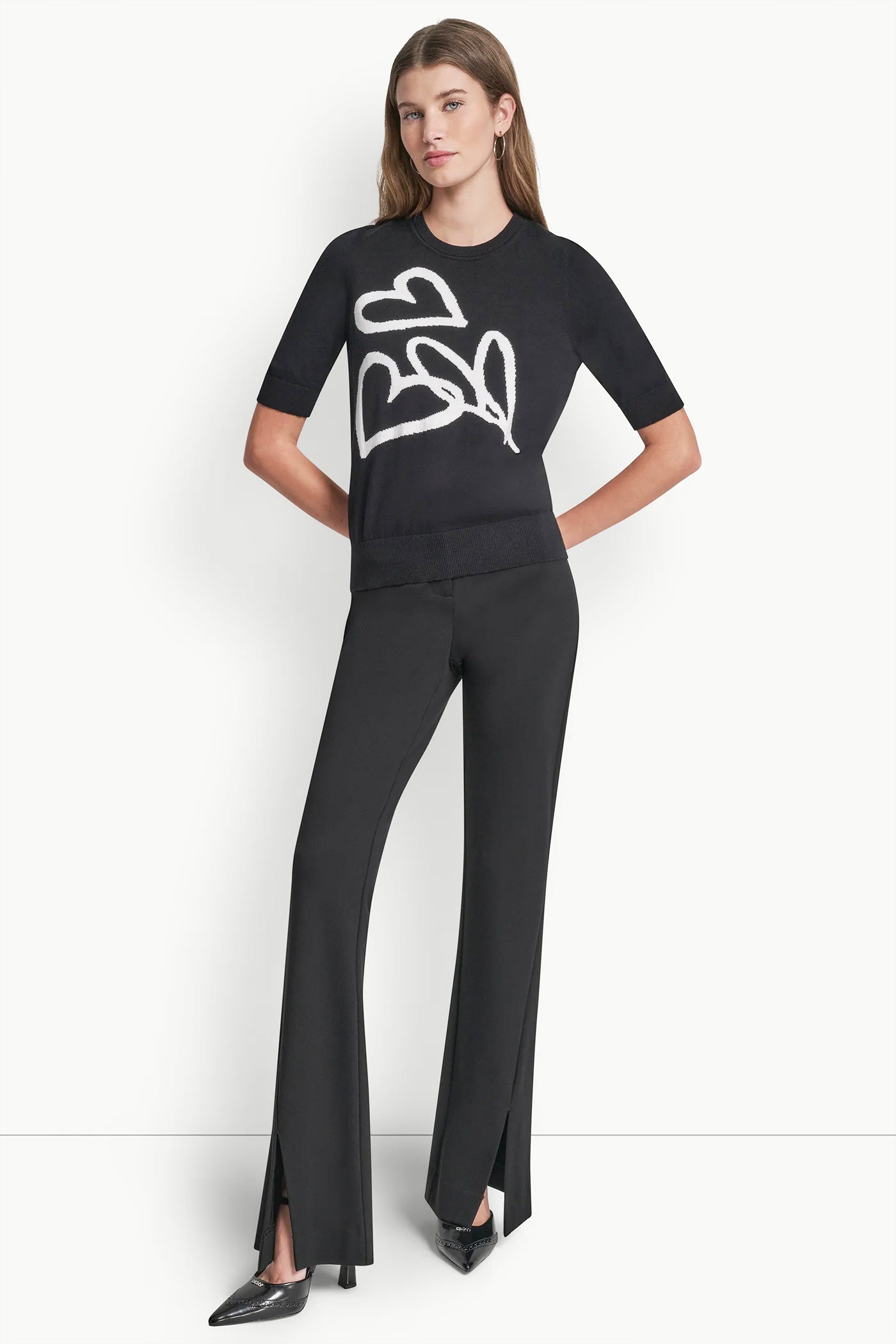 COTTON-JACQUARD SHORT-SLEEVE GRAFFITI HEART SWEATER VIEW 5 | Women's Clearance COTTON-JACQUARD SHORT-SLEEVE GRAFFITI HEART SWEATER VIEW 5 | Women's Clearance