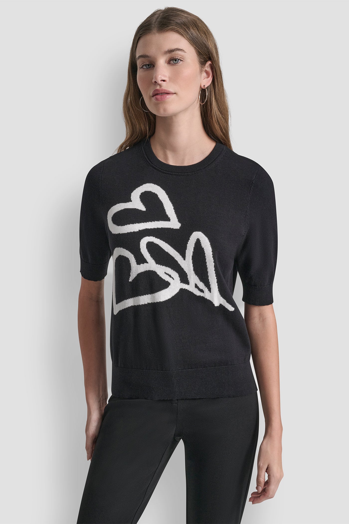 Short Sleeve Graffiti Heart Sweater | Sweater | DKNY