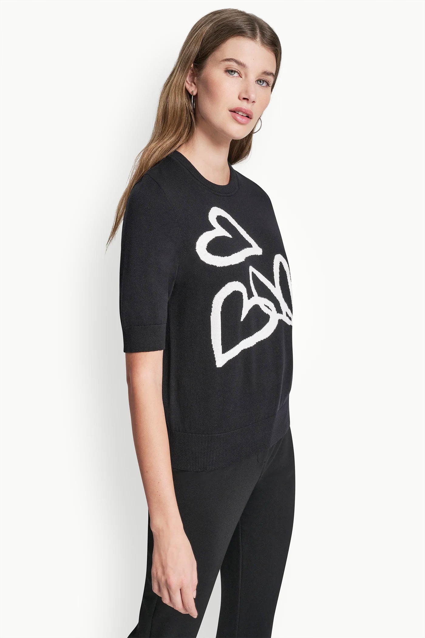 COTTON-JACQUARD SHORT-SLEEVE GRAFFITI HEART SWEATER VIEW 4 | Women's Clearance COTTON-JACQUARD SHORT-SLEEVE GRAFFITI HEART SWEATER VIEW 4 | Women's Clearance