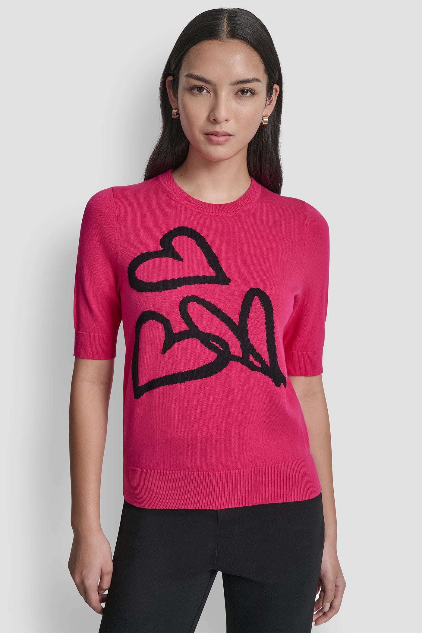 Short Sleeve Graffiti Heart Sweater | Sweater | DKNY