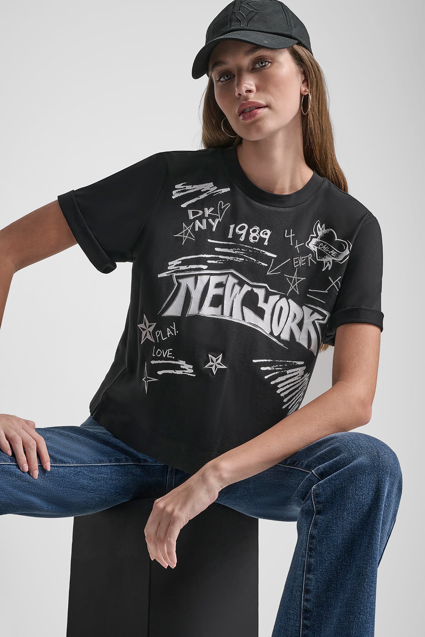 1989 Notebook Scribble Graphic Tee | Tee | DKNY