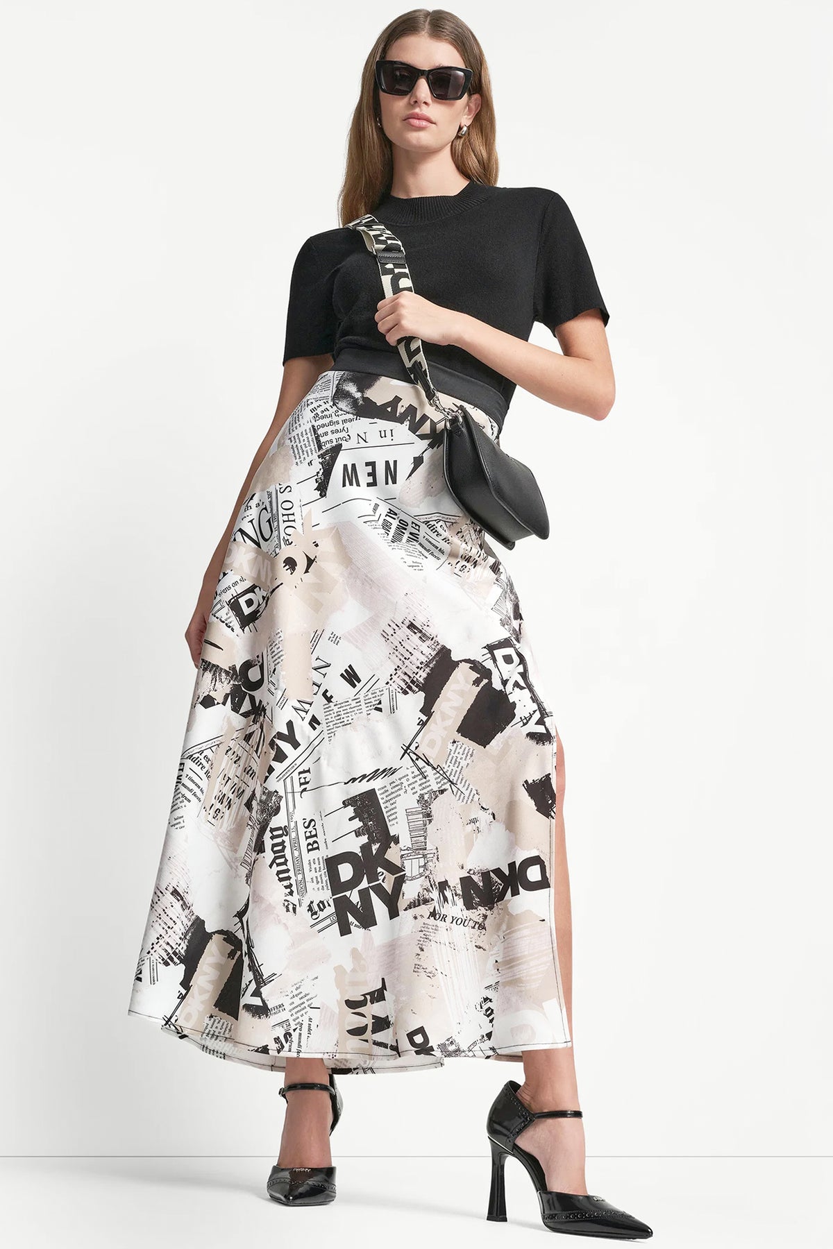 newspaper print midi dress DKNY Women's Newspaper Print Midi Skirt in DKNY Headliner