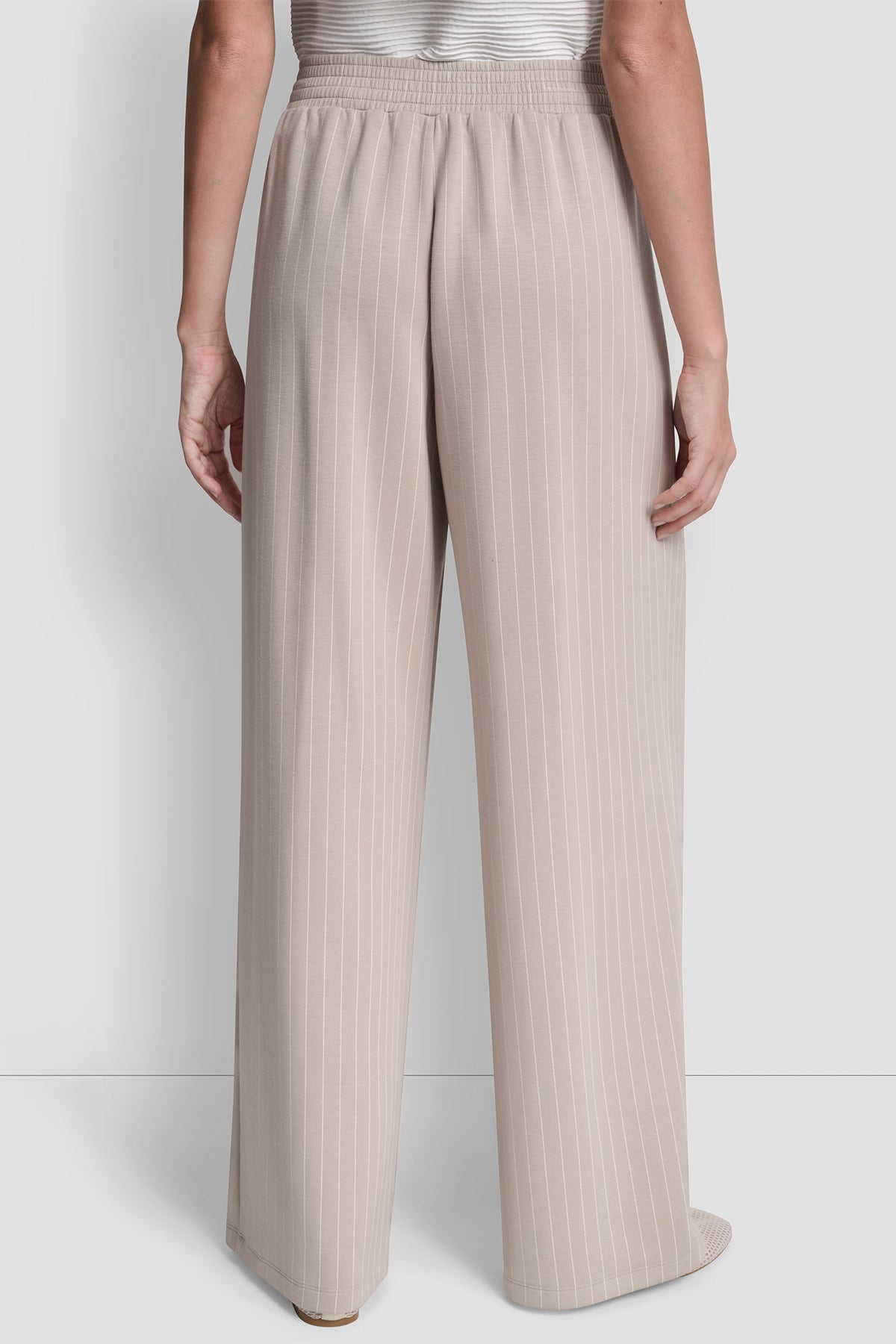 PINSTRIPED PLEATED STRAIGHT-LEG PULL-ON PANT VIEW 2