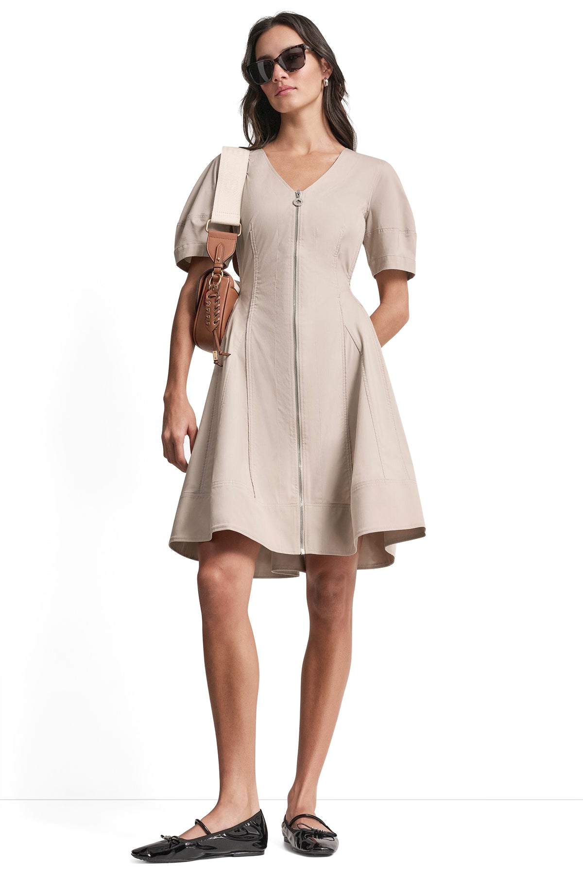 SHORT SLEEVE PLEATED FIT & FLARE DRESS View 1 | Gifts Under $100 SHORT SLEEVE PLEATED FIT & FLARE DRESS View 1 | Gifts Under $100