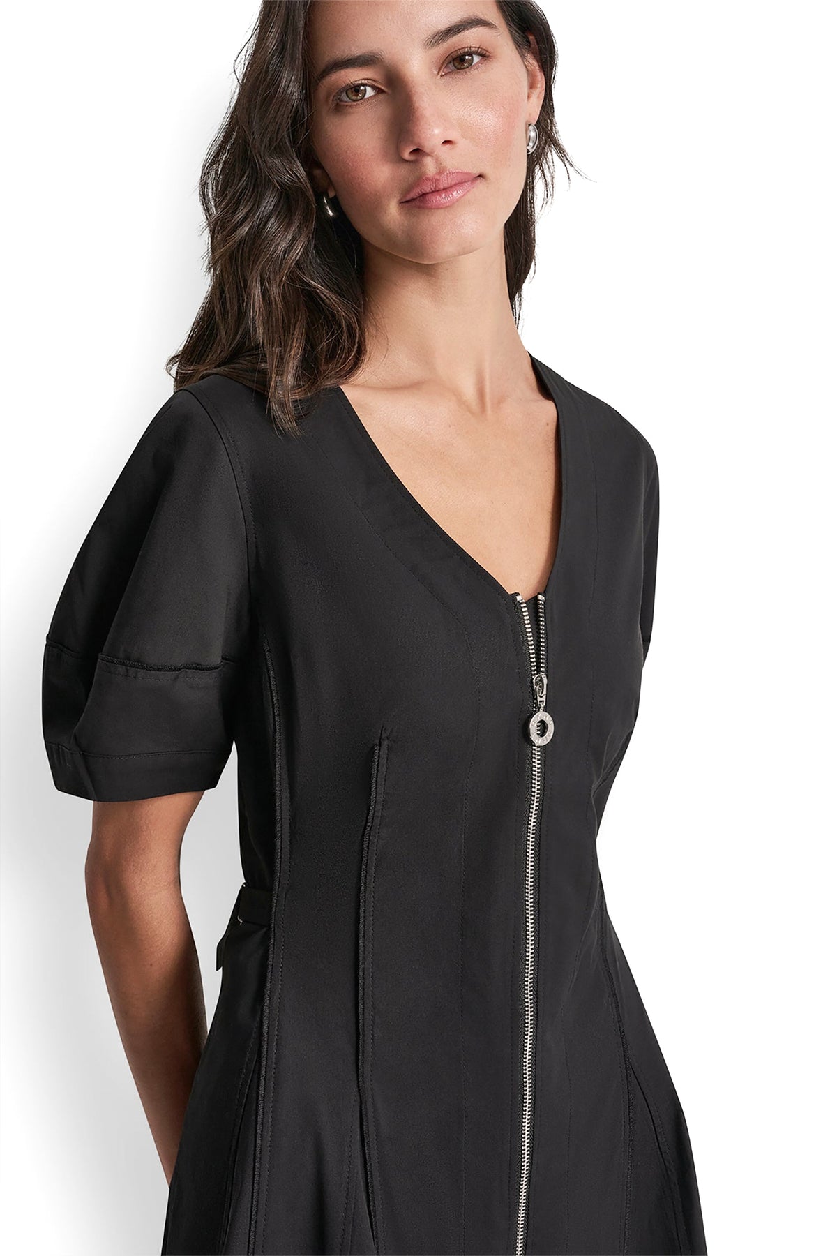 SHORT SLEEVE PLEATED FIT & FLARE DRESS View 2 | Gifts Under $100 SHORT SLEEVE PLEATED FIT & FLARE DRESS View 2 | Gifts Under $100
