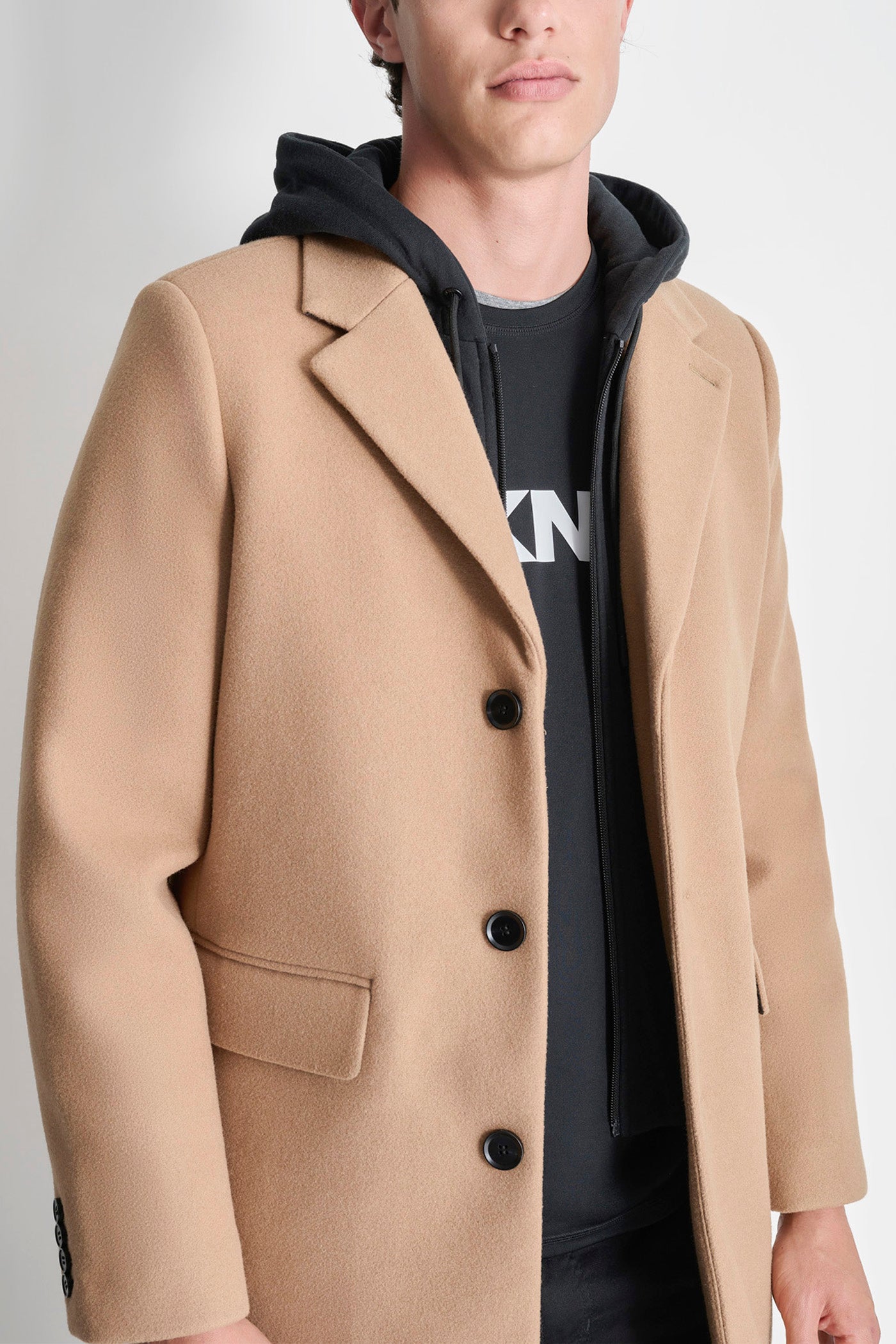 FAUX WOOL COAT WITH HOODED BIB VIEW 7 | MENS NEW ARRIVALS FAUX WOOL COAT WITH HOODED BIB VIEW 7 | MENS NEW ARRIVALS