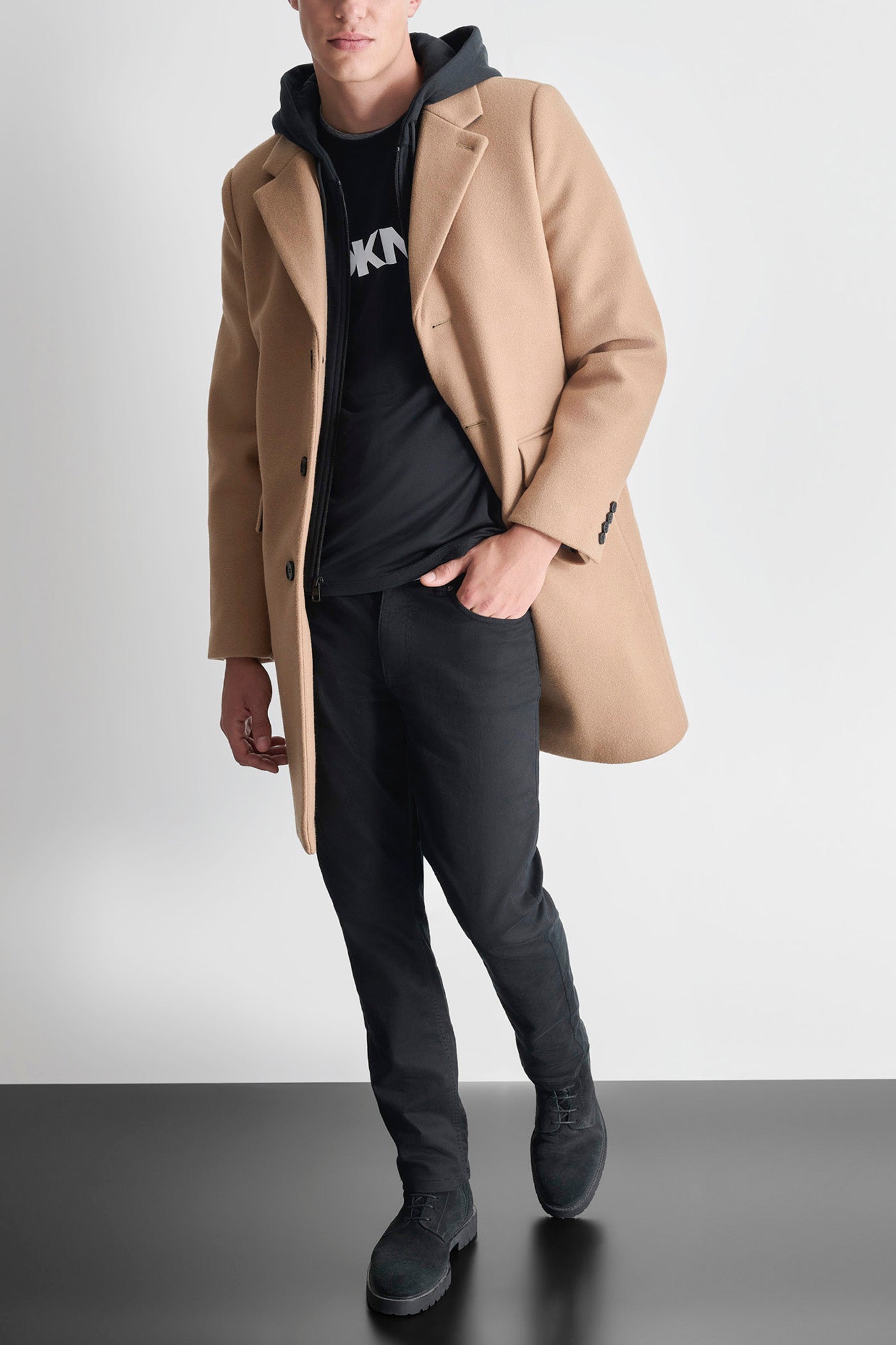 FAUX WOOL COAT WITH HOODED BIB VIEW 9 | MENS NEW ARRIVALS FAUX WOOL COAT WITH HOODED BIB VIEW 9 | MENS NEW ARRIVALS