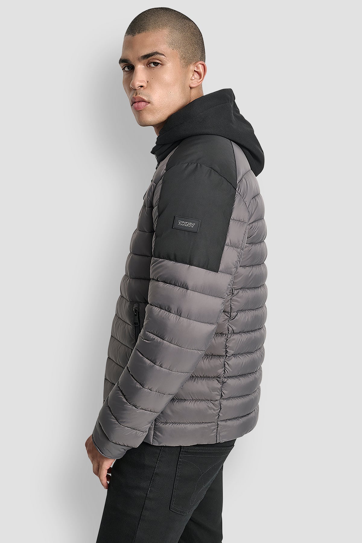 DKNY Knit Zip Fleece Jacket In Gray For Men