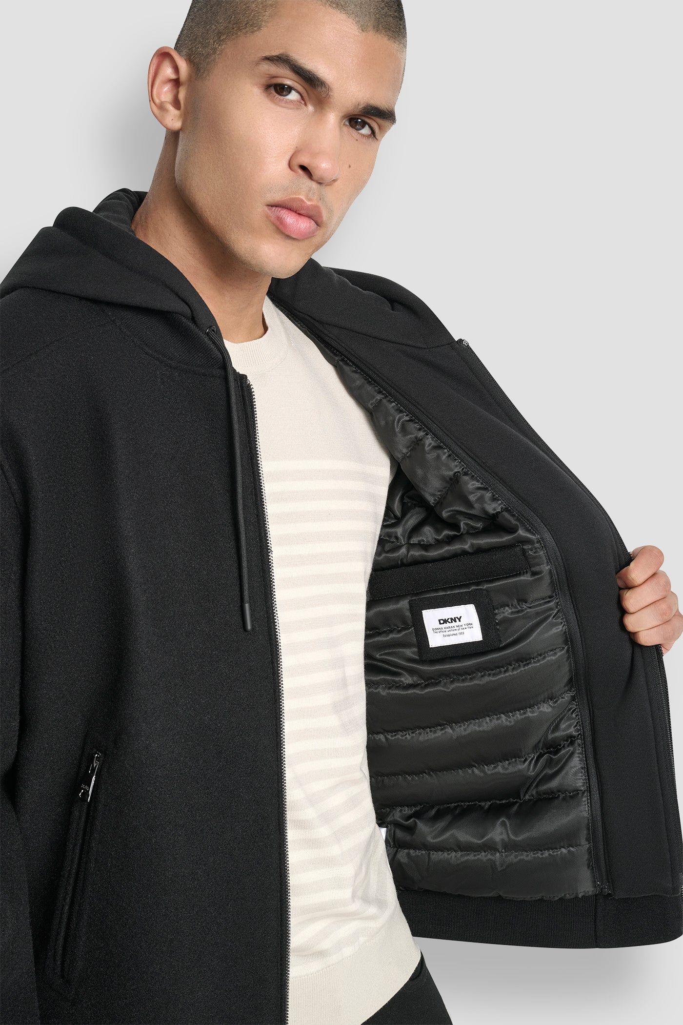 FAUX WOOL BOMBER WITH HOODED BIB VIEW 6 | Mens Coats and Jackets FAUX WOOL BOMBER WITH HOODED BIB VIEW 6 | Mens Coats and Jackets