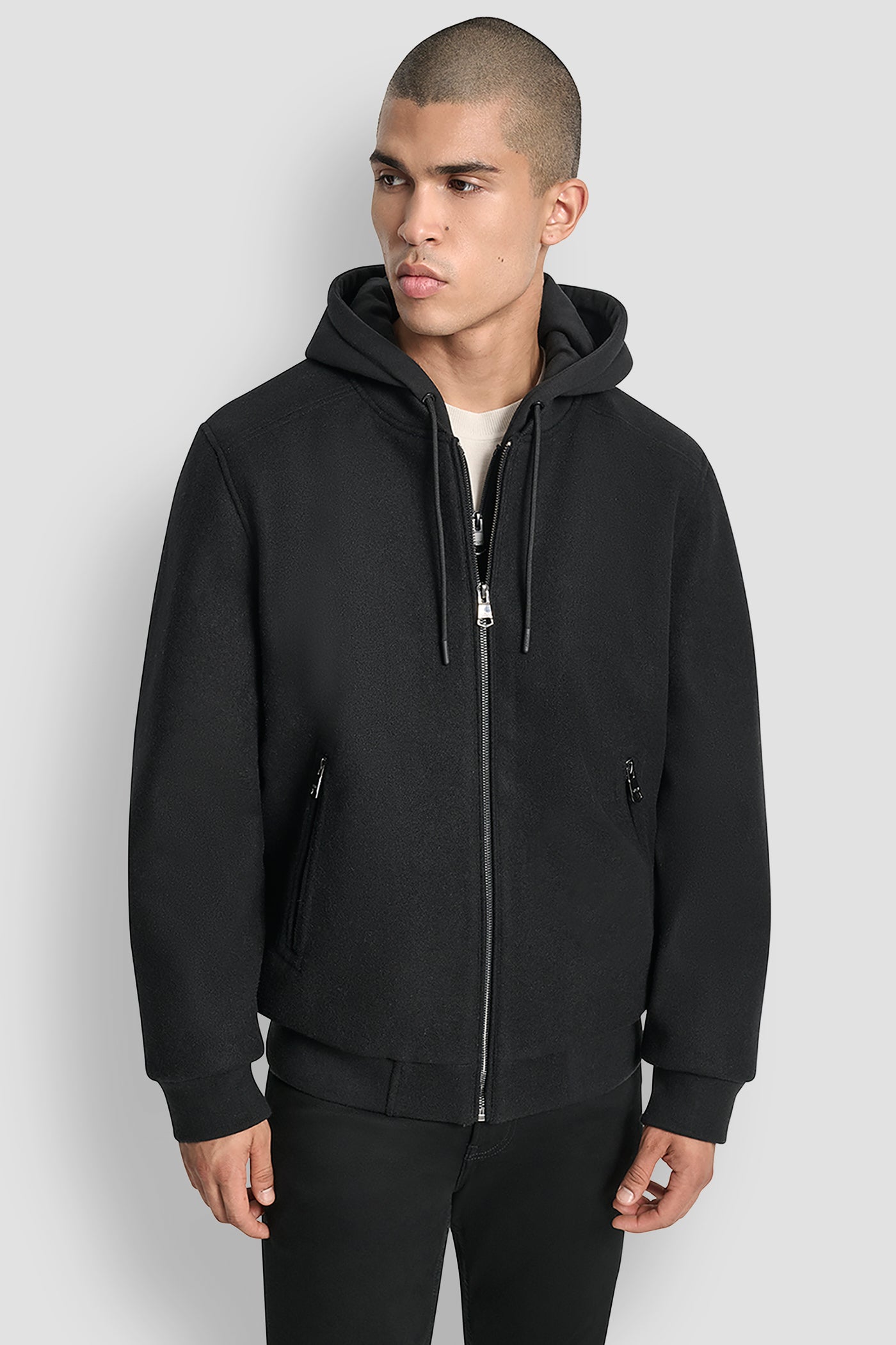 FAUX WOOL BOMBER WITH HOODED BIB VIEW 4 | Mens Coats and Jackets FAUX WOOL BOMBER WITH HOODED BIB VIEW 4 | Mens Coats and Jackets