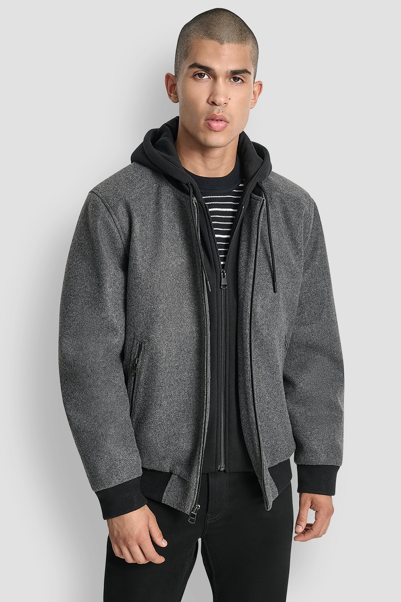 FAUX WOOL BOMBER WITH HOODED BIB VIEW 5 | Mens Coats and Jackets FAUX WOOL BOMBER WITH HOODED BIB VIEW 5 | Mens Coats and Jackets