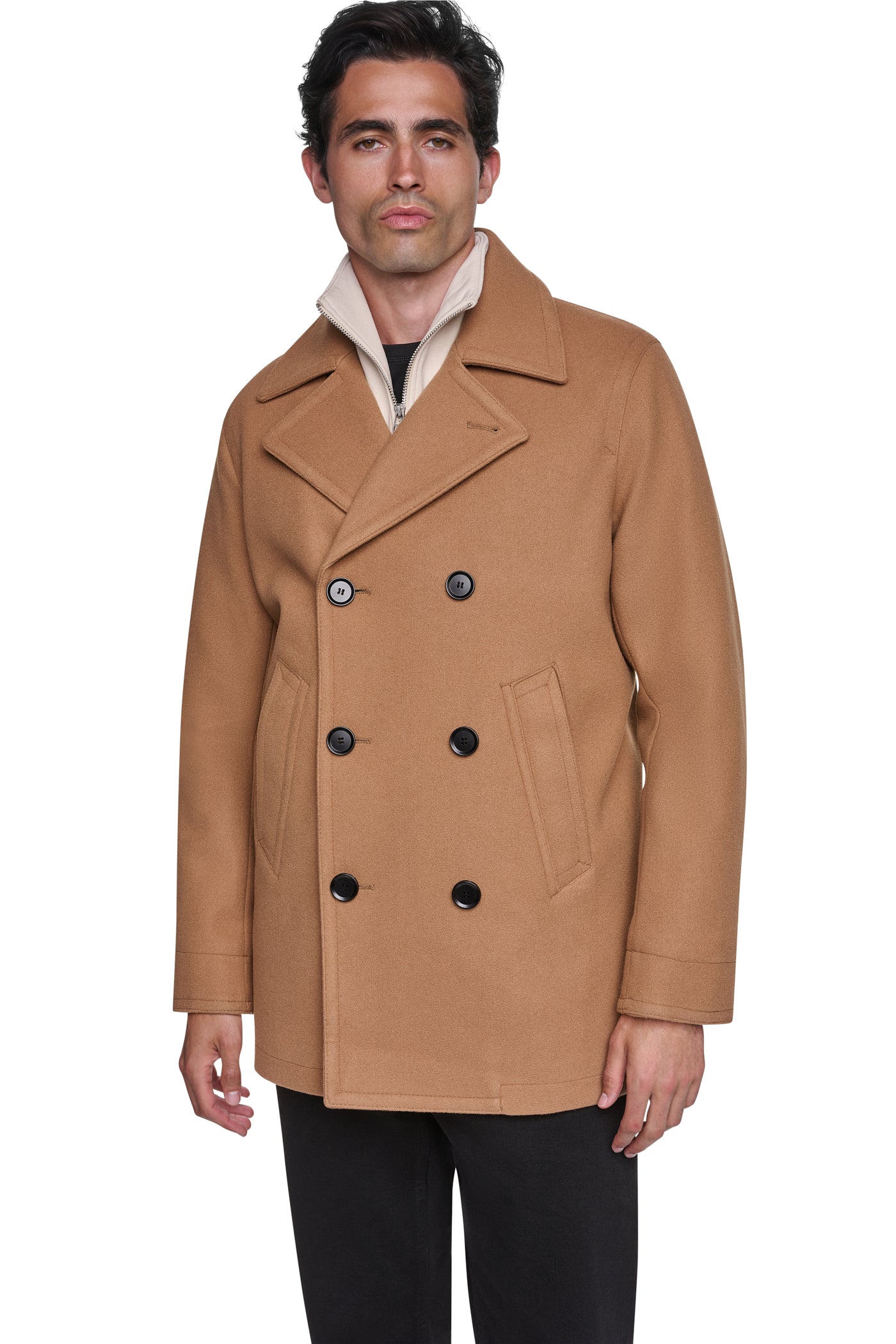 美品 DKNY ダナキャラン コート キャメル 羊毛アンゴラ入り Faux Wool Peacoat | DKNY