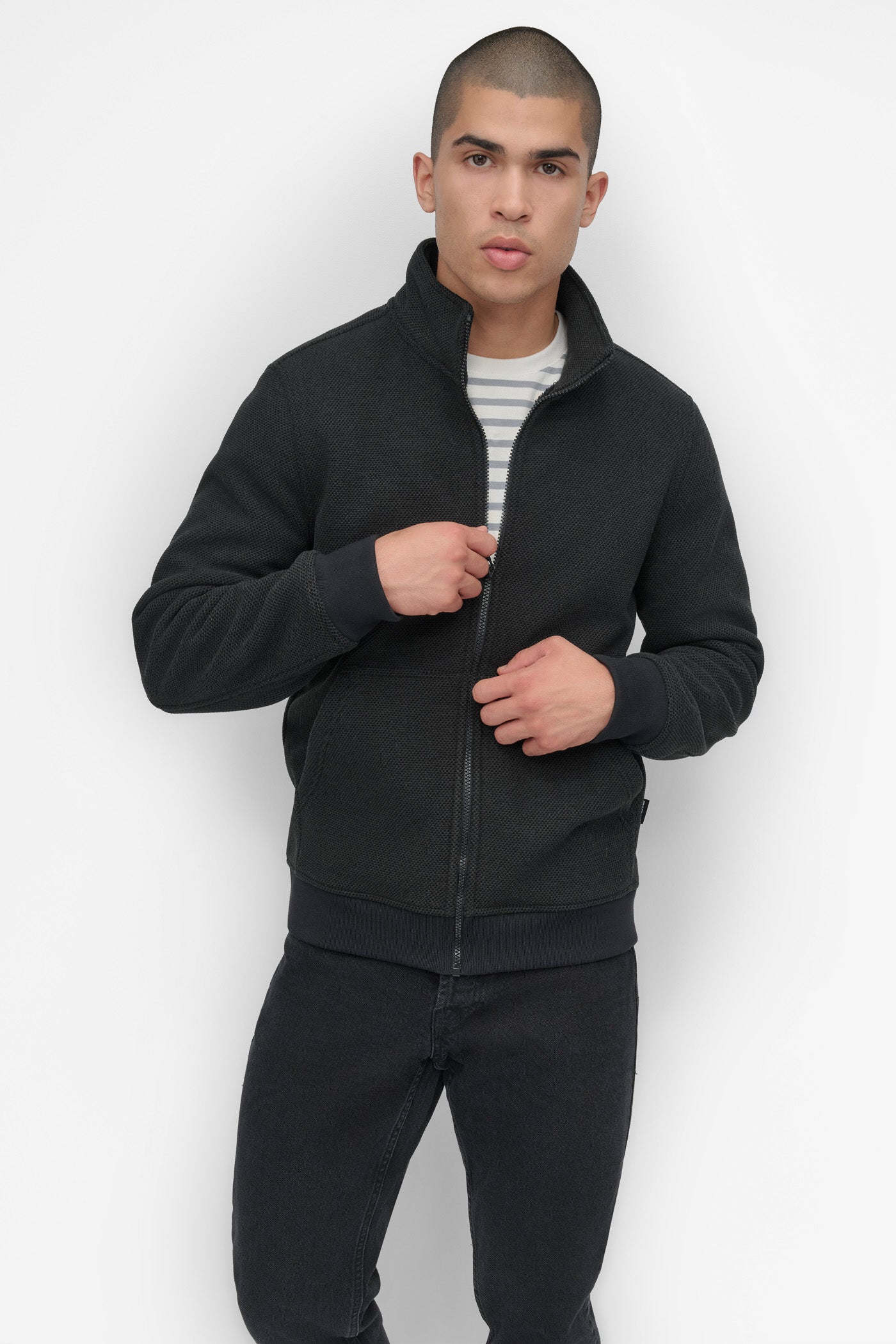 SHERPA LINED SWEATER KNIT BOMBER VIEW 1 | Mens Coats and Jackets SHERPA LINED SWEATER KNIT BOMBER VIEW 1 | Mens Coats and Jackets