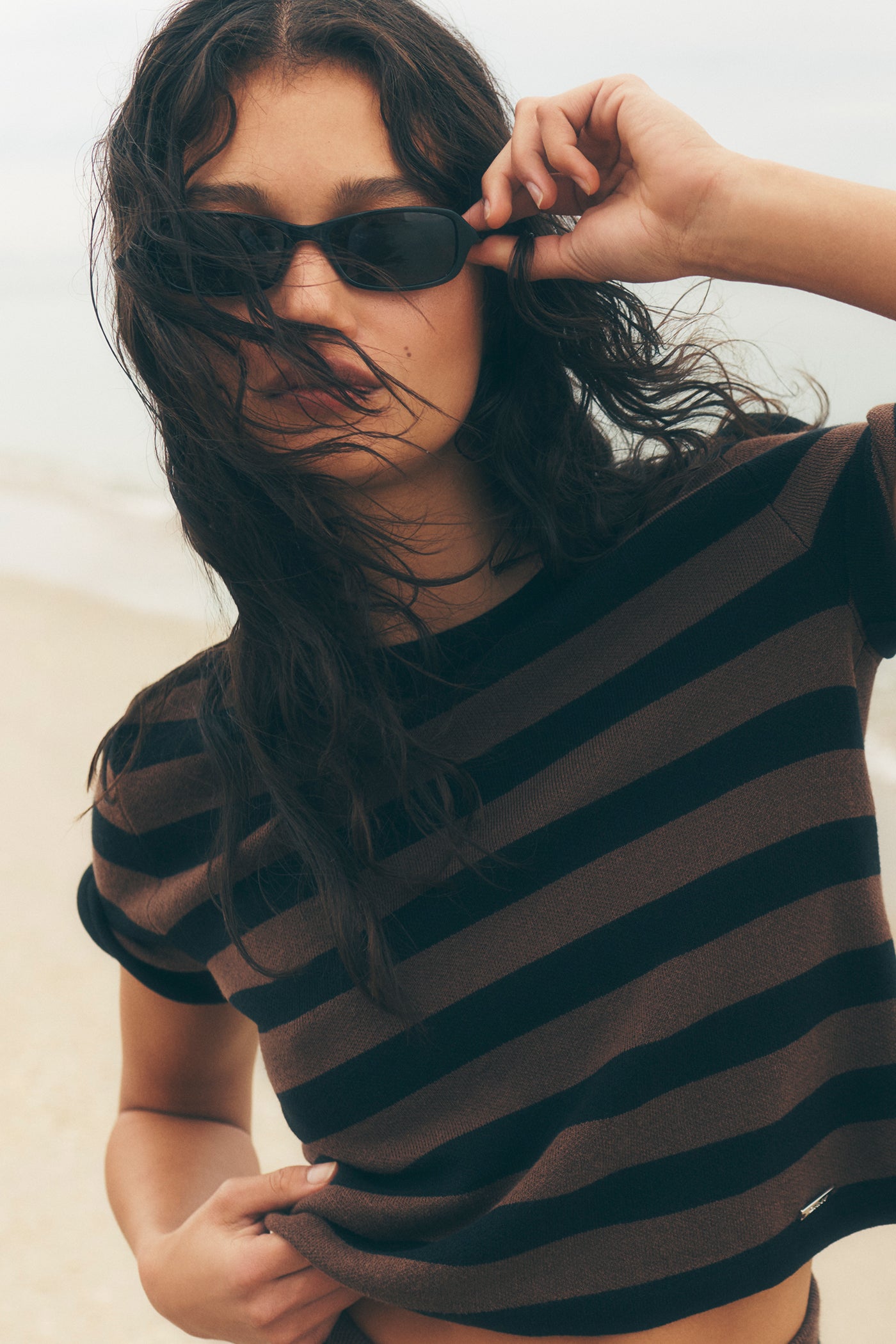 SHORT SLEEVE STRIPE SWEATER View 1 | DKNY JEANS SHORT SLEEVE STRIPE SWEATER View 1 | DKNY JEANS