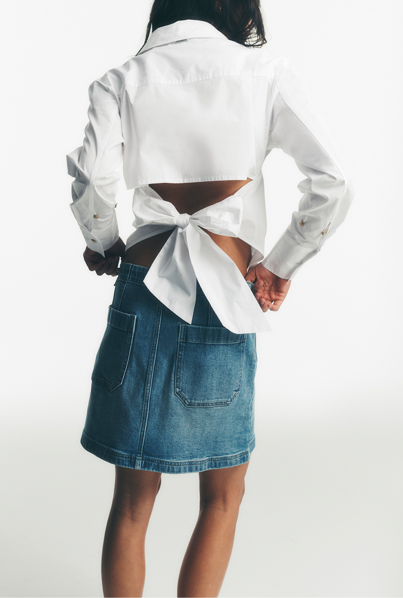 POPLIN CUTOUT TIE BACK SHIRT View 1 POPLIN CUTOUT TIE BACK SHIRT View 1