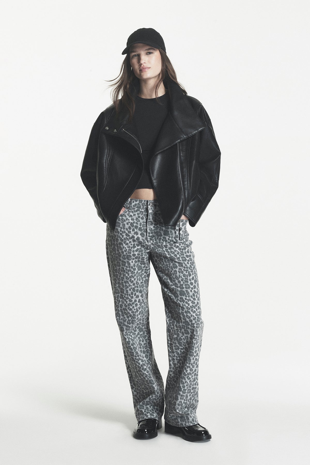 MID-RISE RHINESTUD RELAXED STRAIGHT JEAN View 1 | Clothing