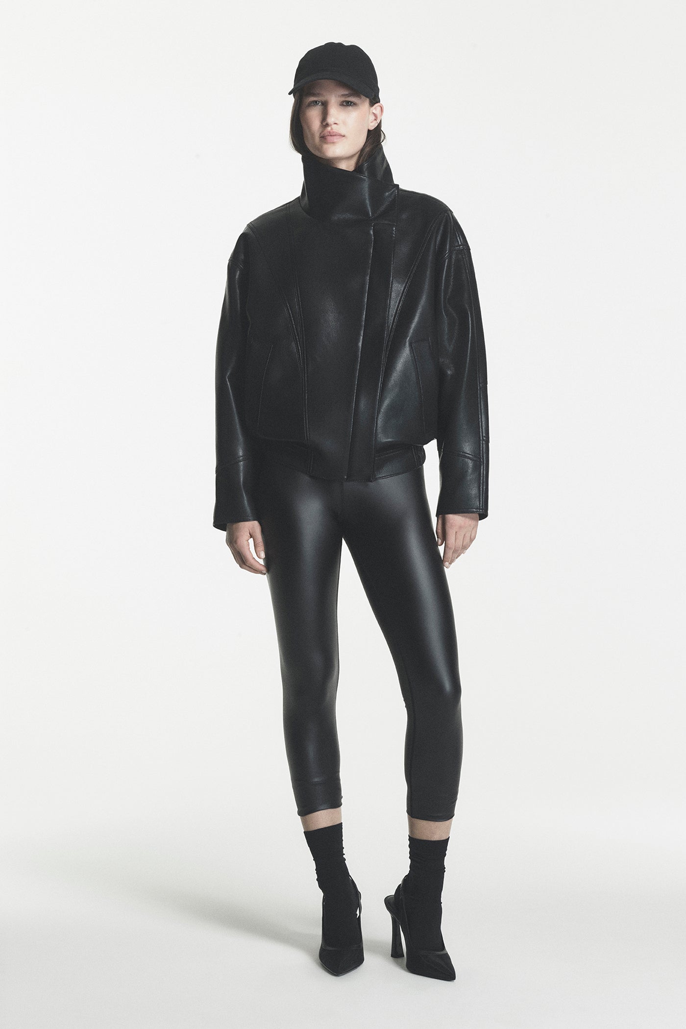 ASYMMETRIC FAUX LEATHER JACKET VIEW 2