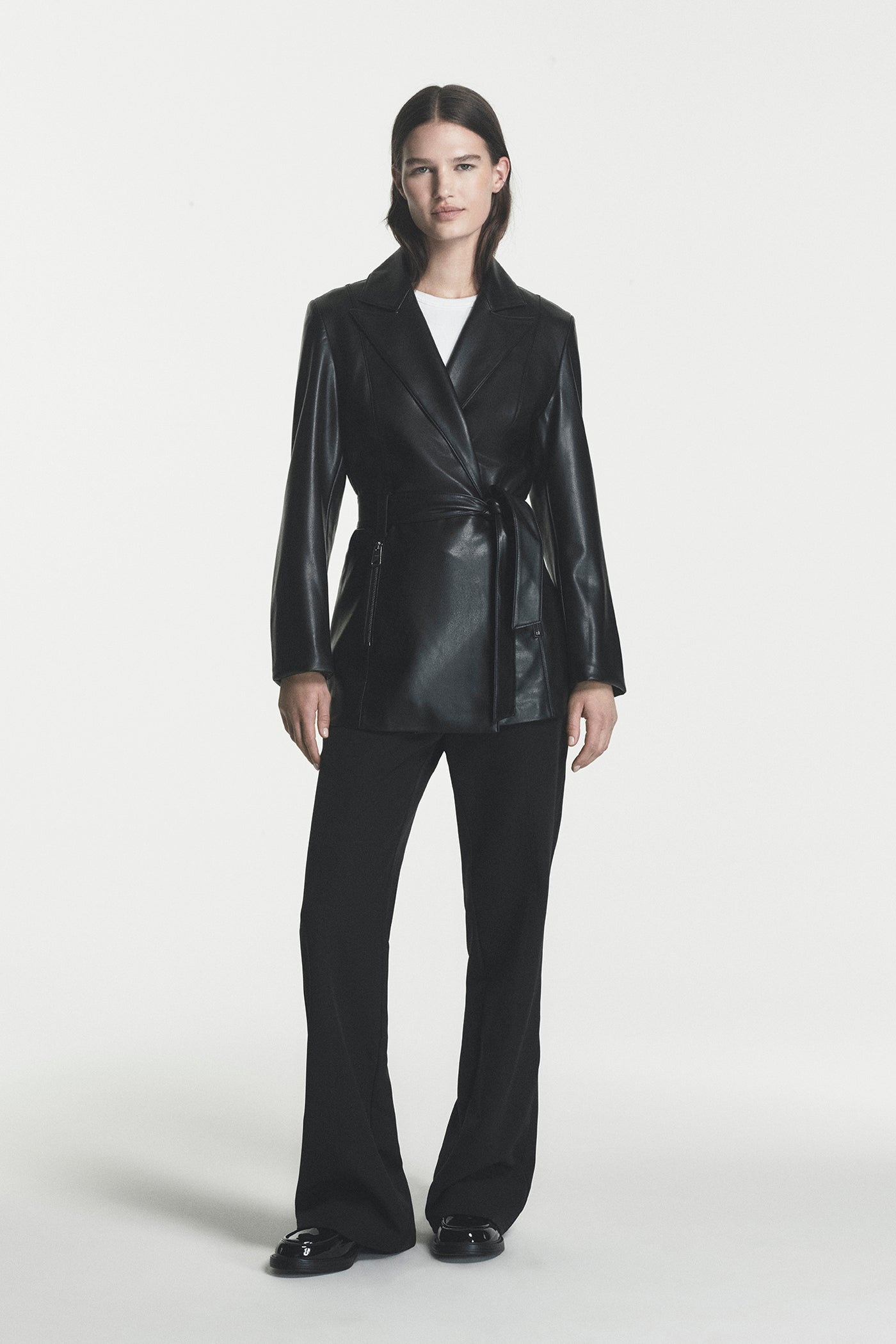 FAUX LEATHER BLAZER COAT VIEW 2
