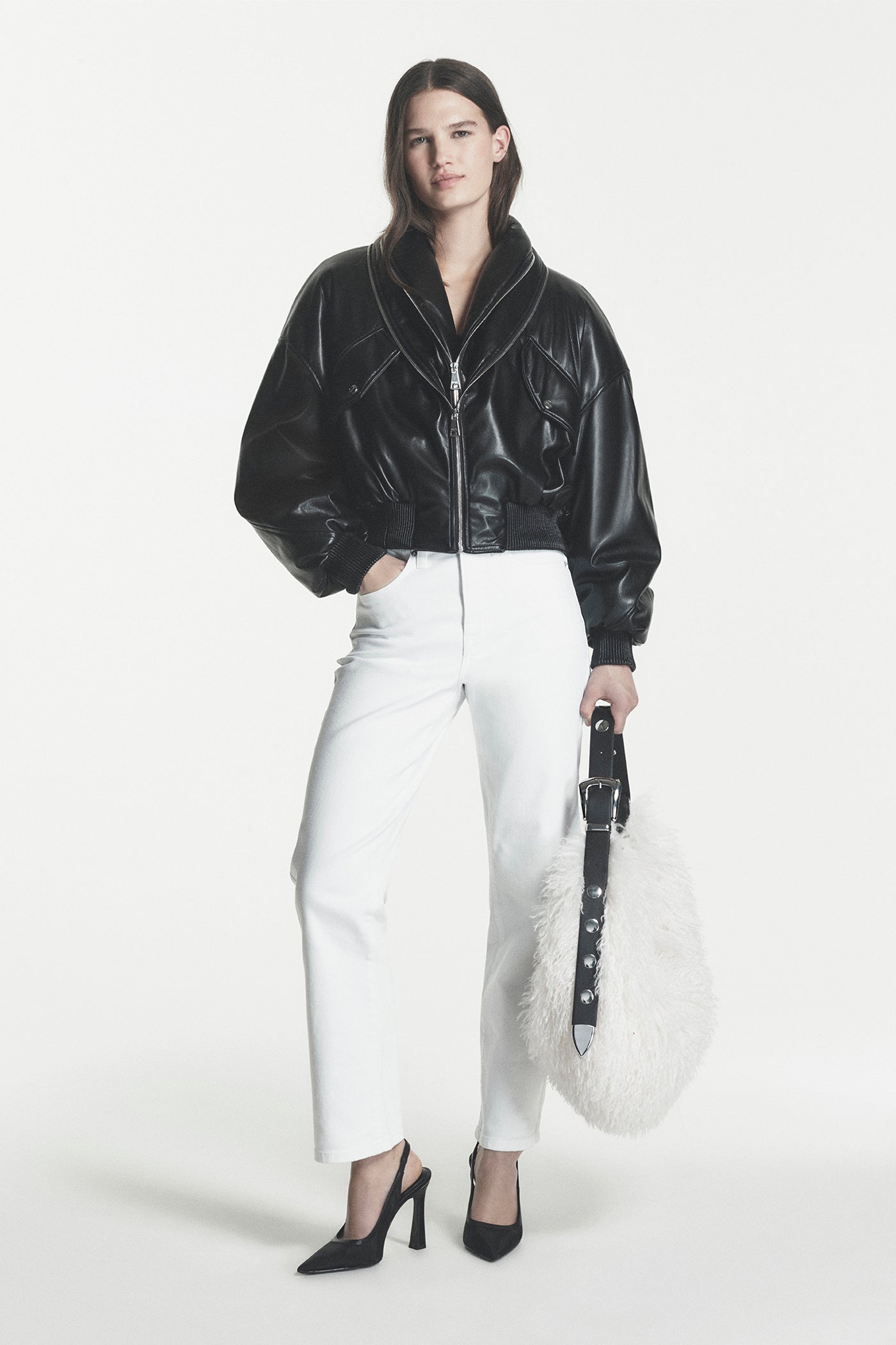 RANNA FAUX FUR LARGE HOBO BAG VIEW 2