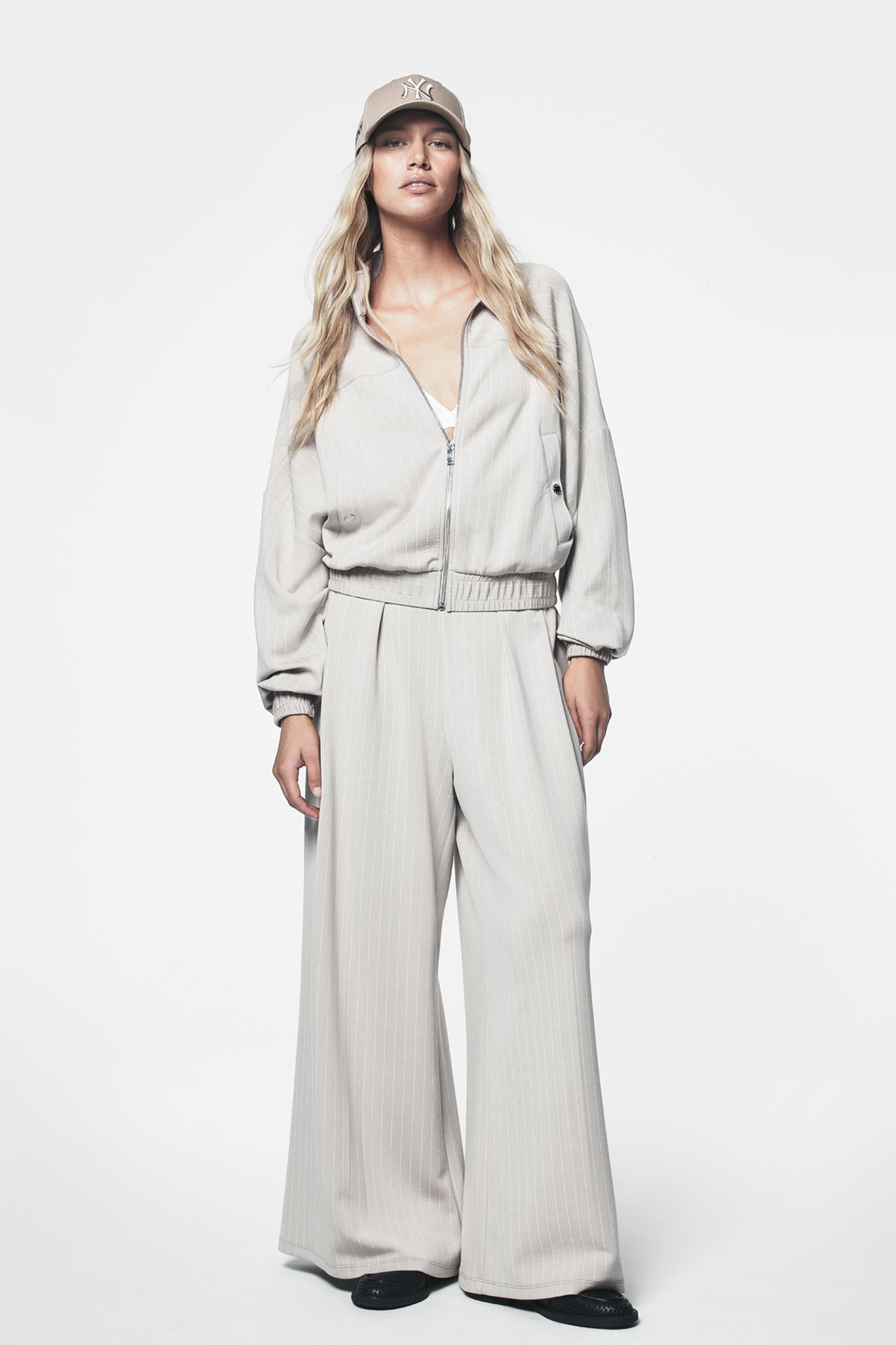 Pinstripe Pleated Pant | Wide Leg | DKNY