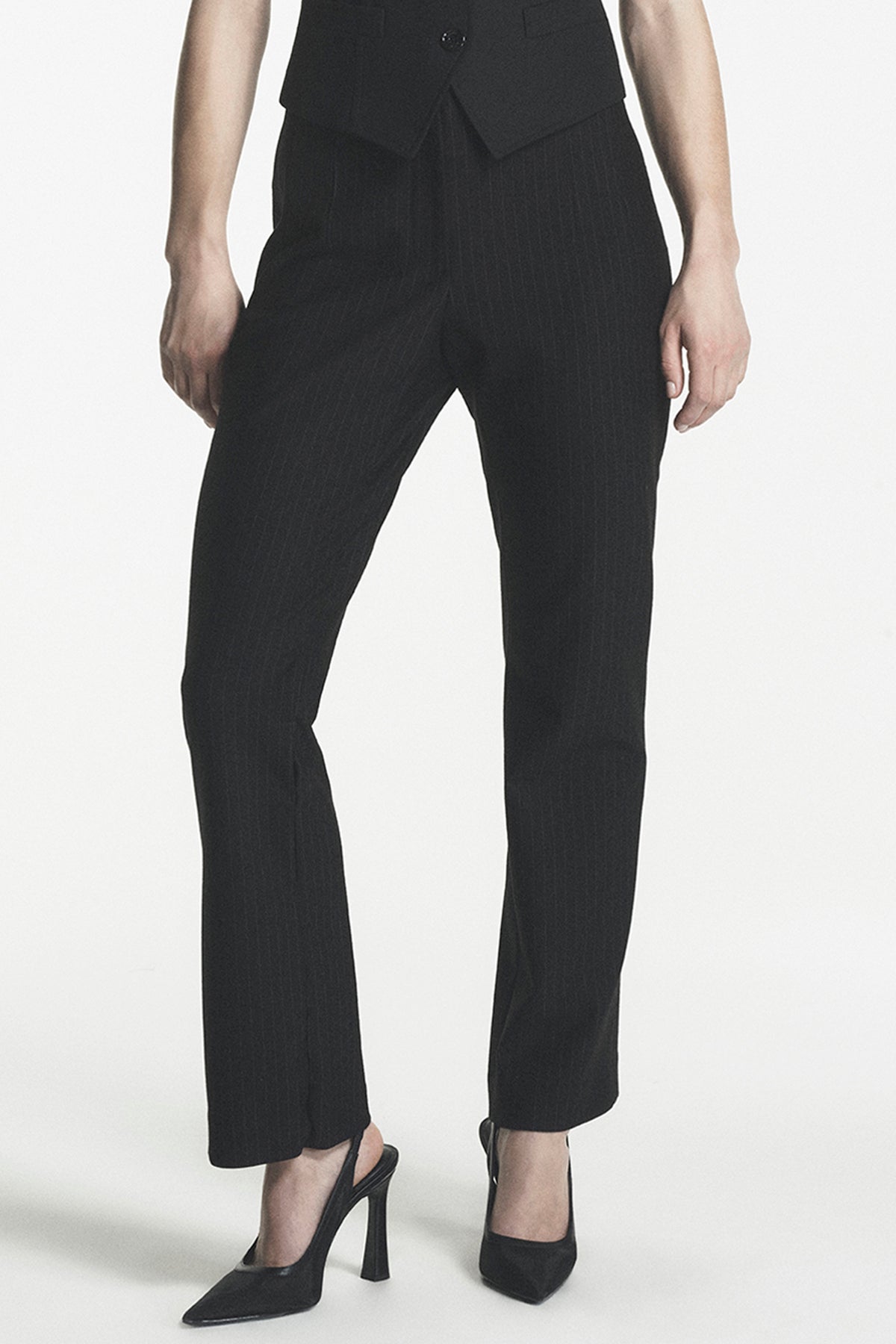 PINSTRIPE STRAIGHT LEG TROUSER View 2 | DKNY Promo