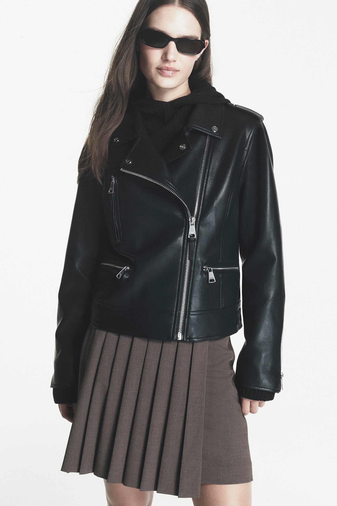 FAUX LEATHER MOTO JACKET VIEW 1