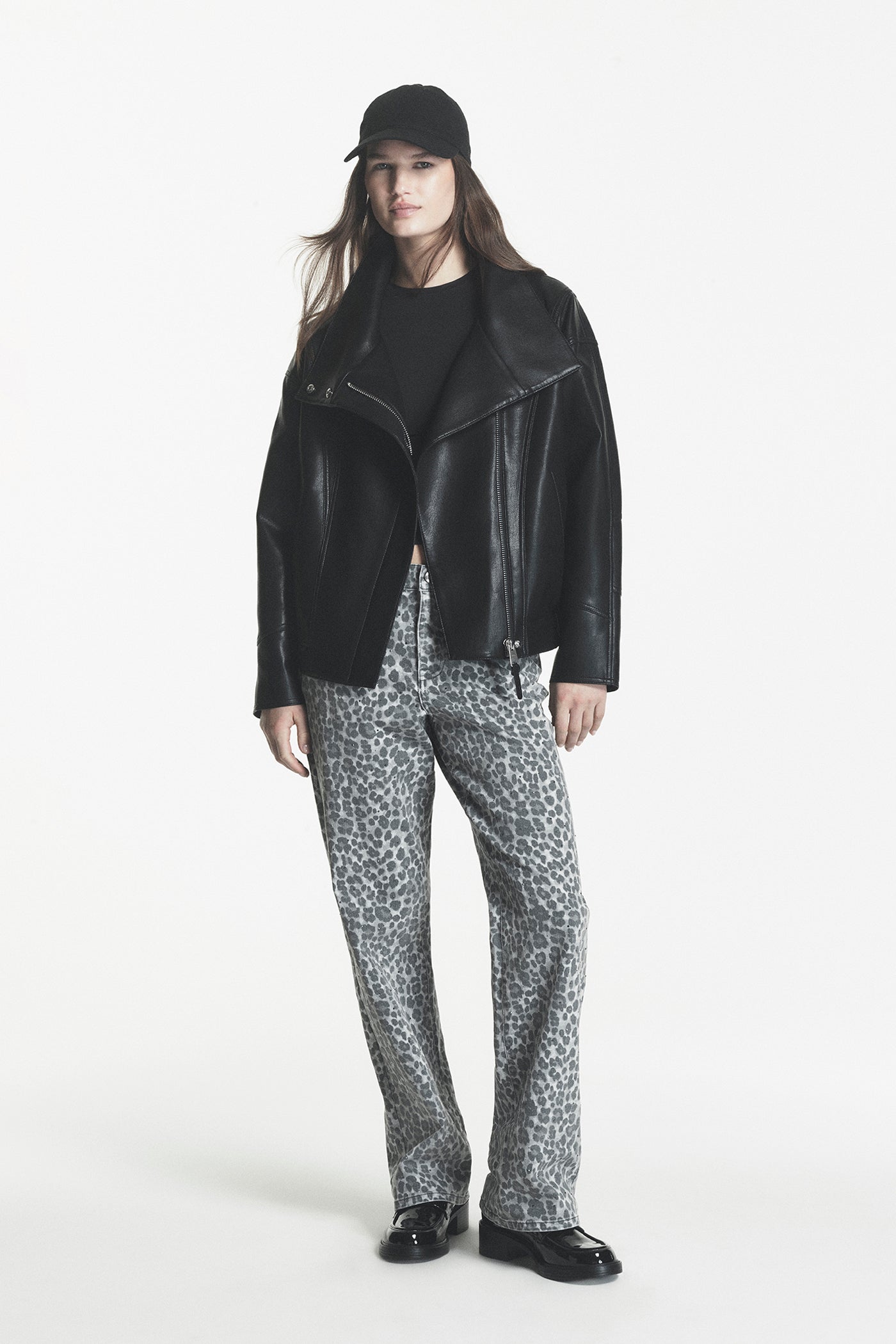ASYMMETRIC FAUX LEATHER JACKET VIEW 2