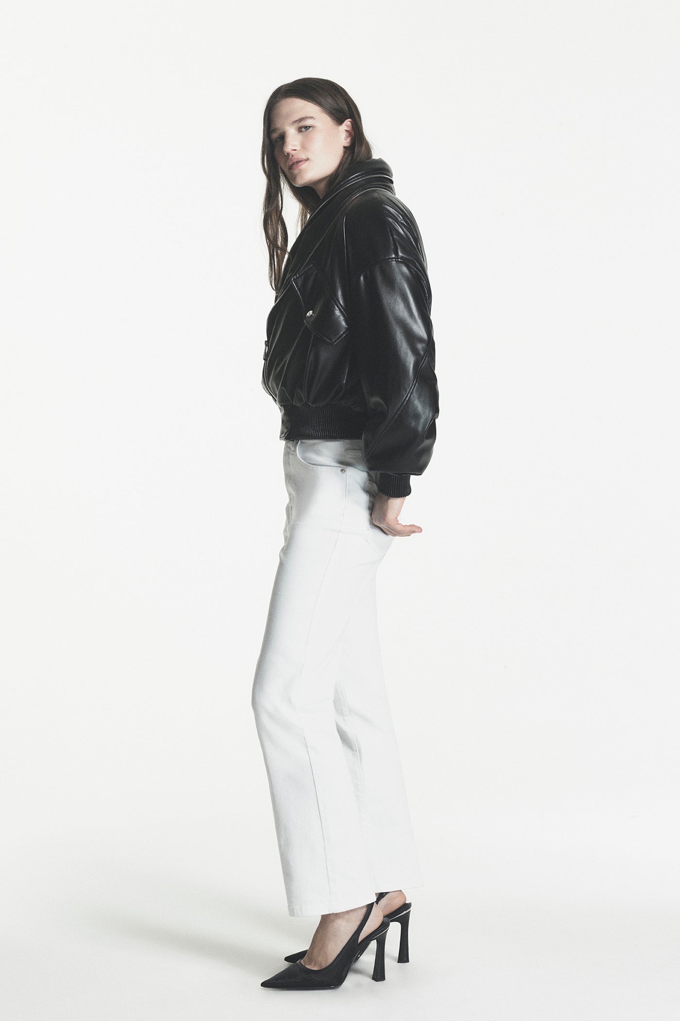 FAUX LEATHER BOMBER JACKET VIEW 2