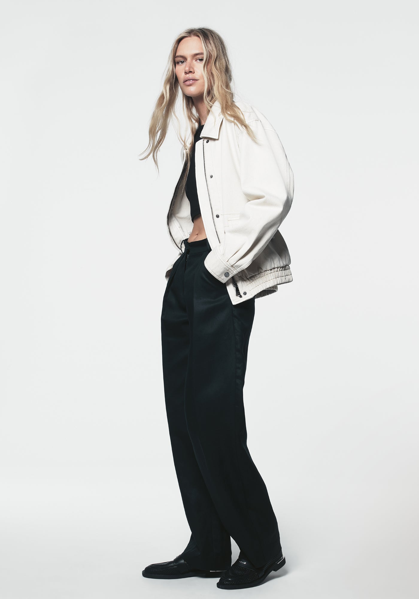 COLLARED FULL ZIP BOMBER JACKET VIEW 3 | Jackets & Blazers