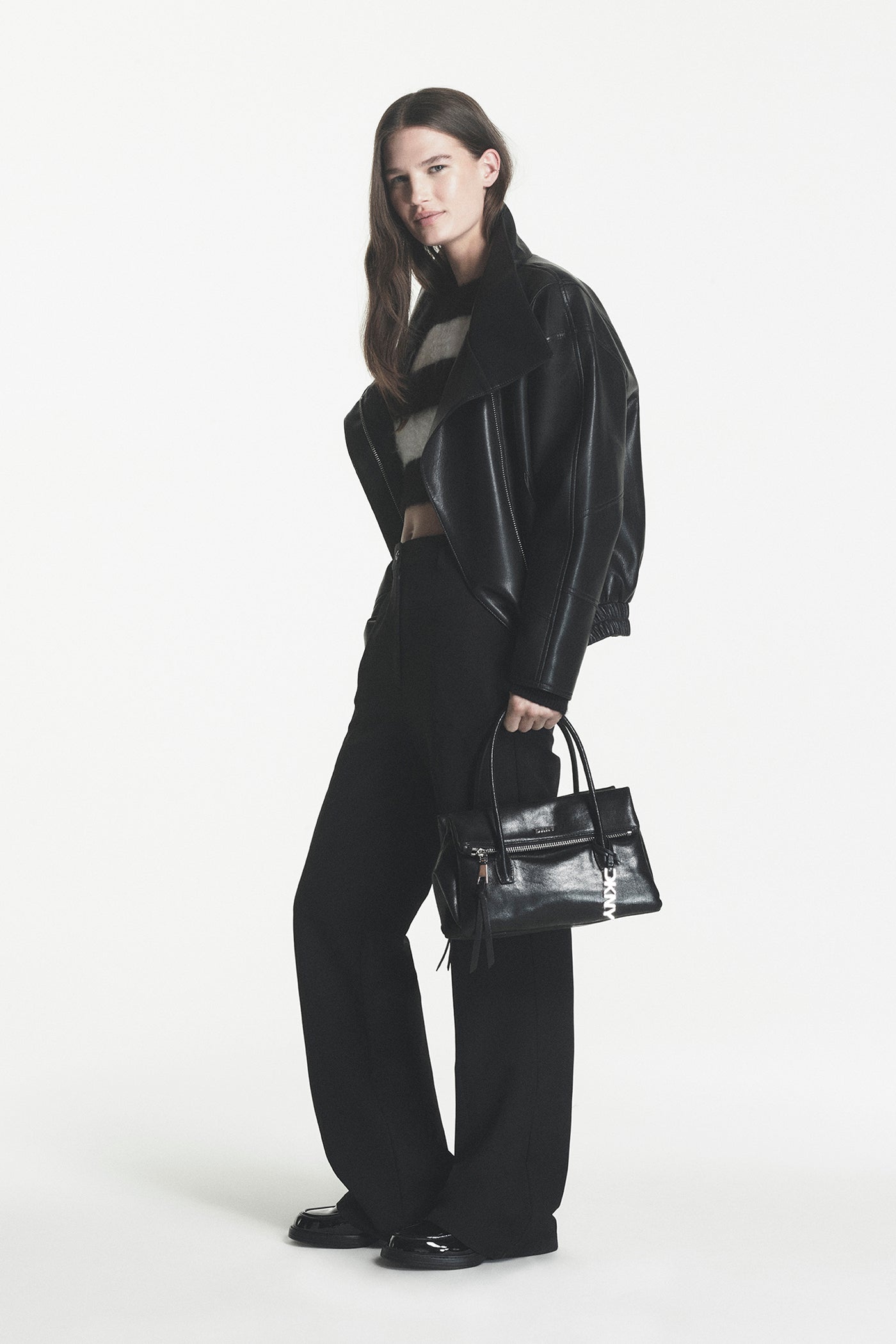 ASYMMETRIC FAUX LEATHER JACKET VIEW 2
