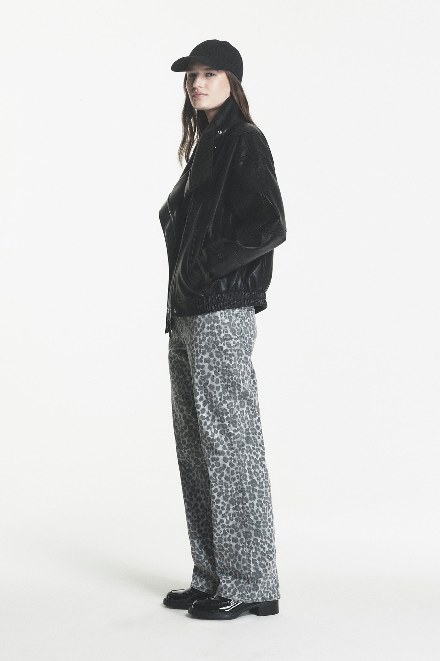 ASYMMETRIC FAUX LEATHER JACKET VIEW 2