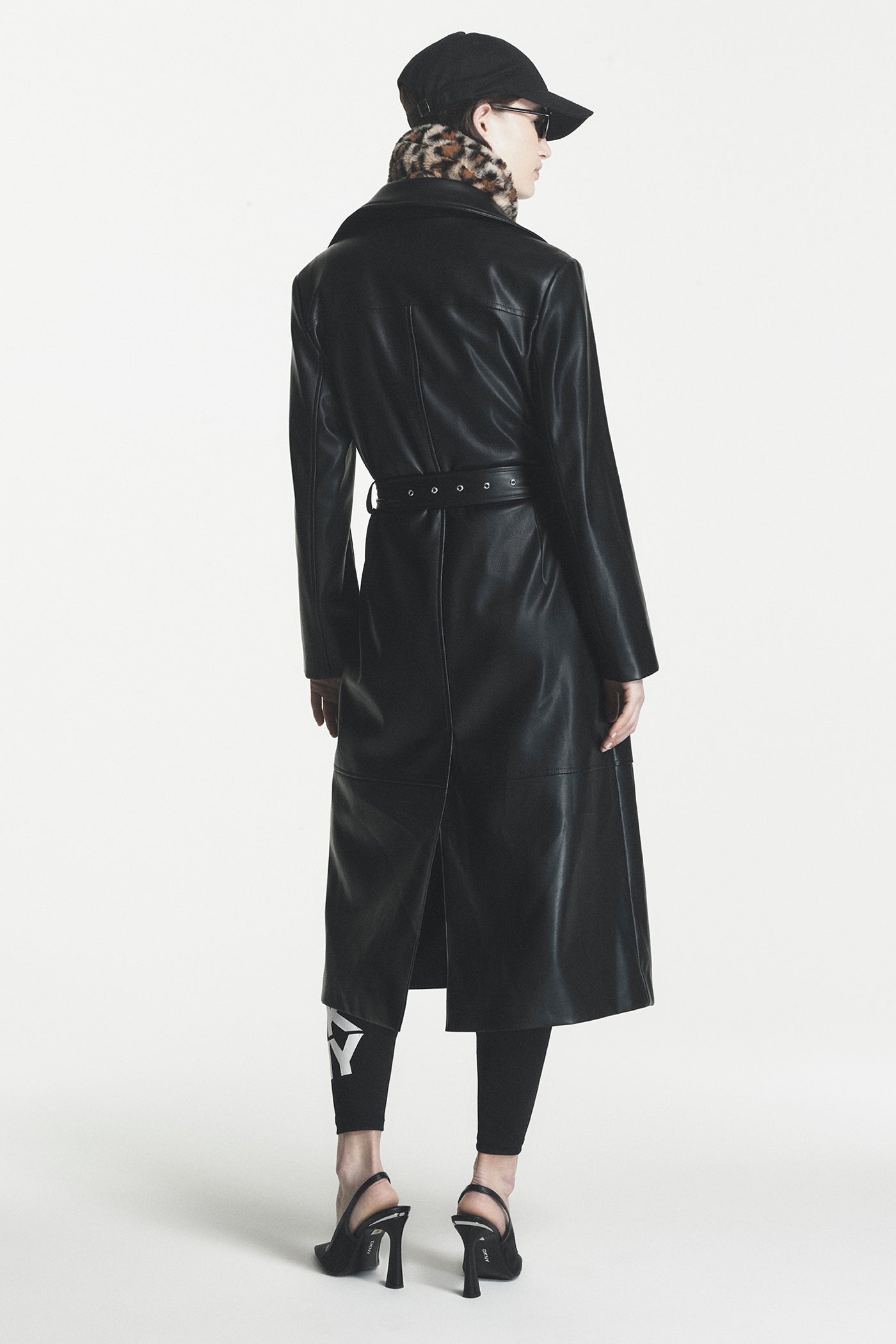 FAUX LEATHER BELTED TRENCH VIEW 2