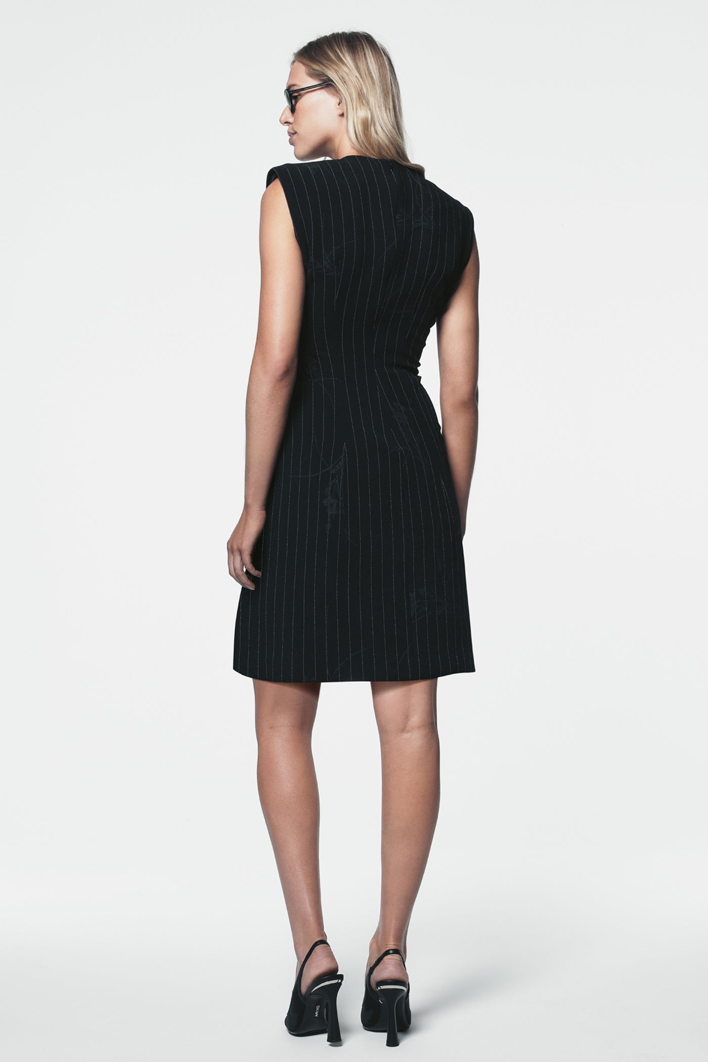 PINSTRIPE SLEEVELESS DRESS VIEW 3 | Dresses & Jumpsuits