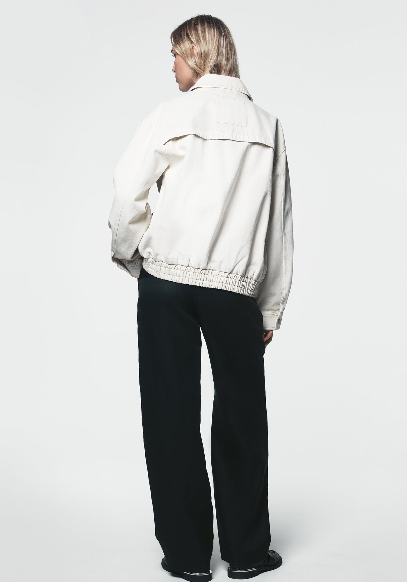 Parchment COLLARED FULL ZIP BOMBER JACKET, VIEW 2 | Jackets & Blazers