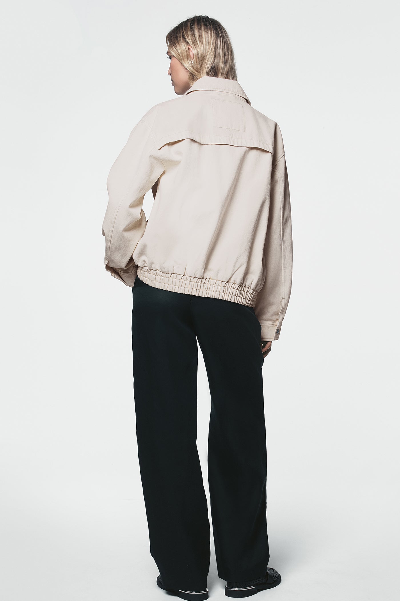 Parchment COLLARED FULL ZIP BOMBER JACKET, VIEW 2 | WOMENS COATS & JACKETS